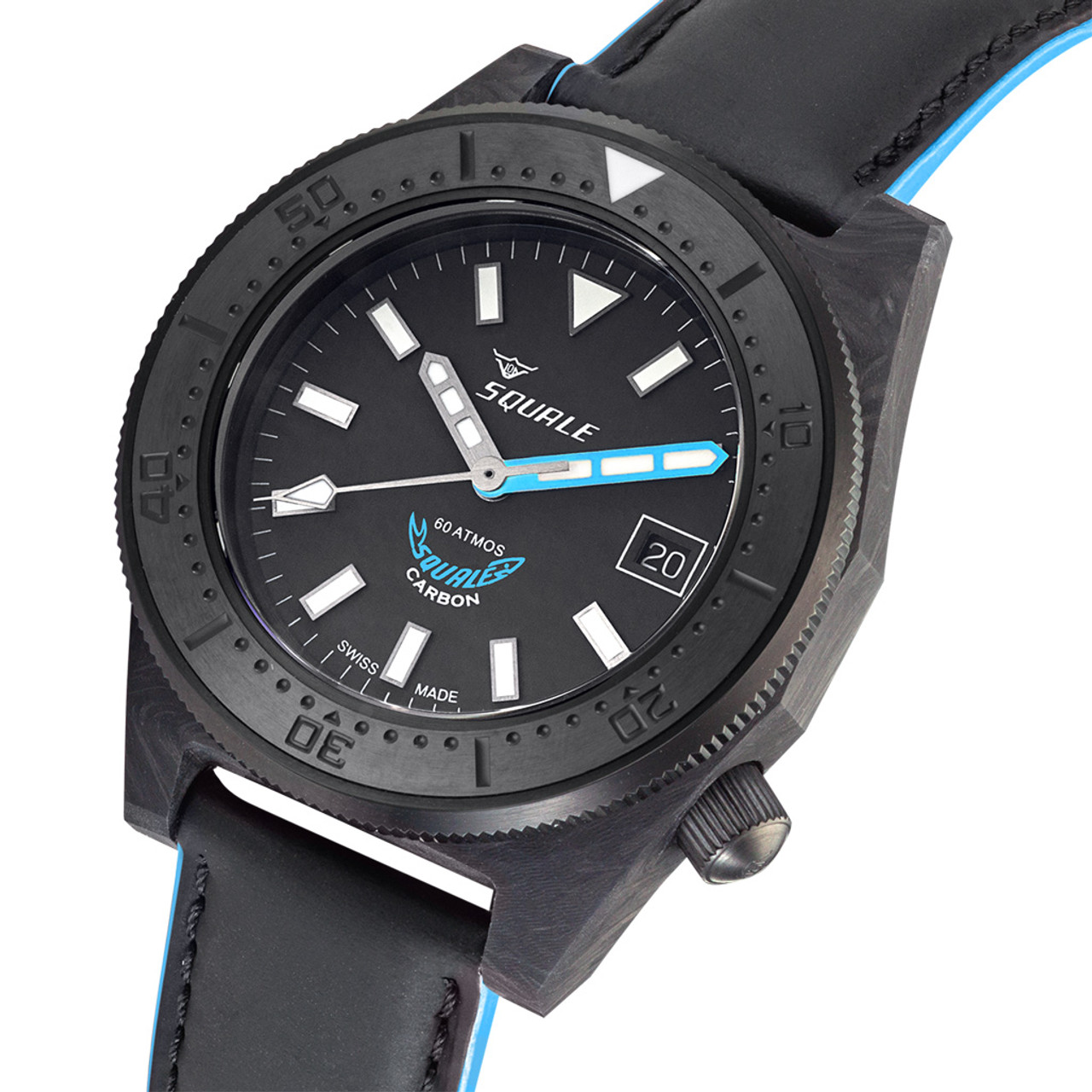 Squale T183 Forged Carbon Dive Watch with Blue Accents #T183FCBL