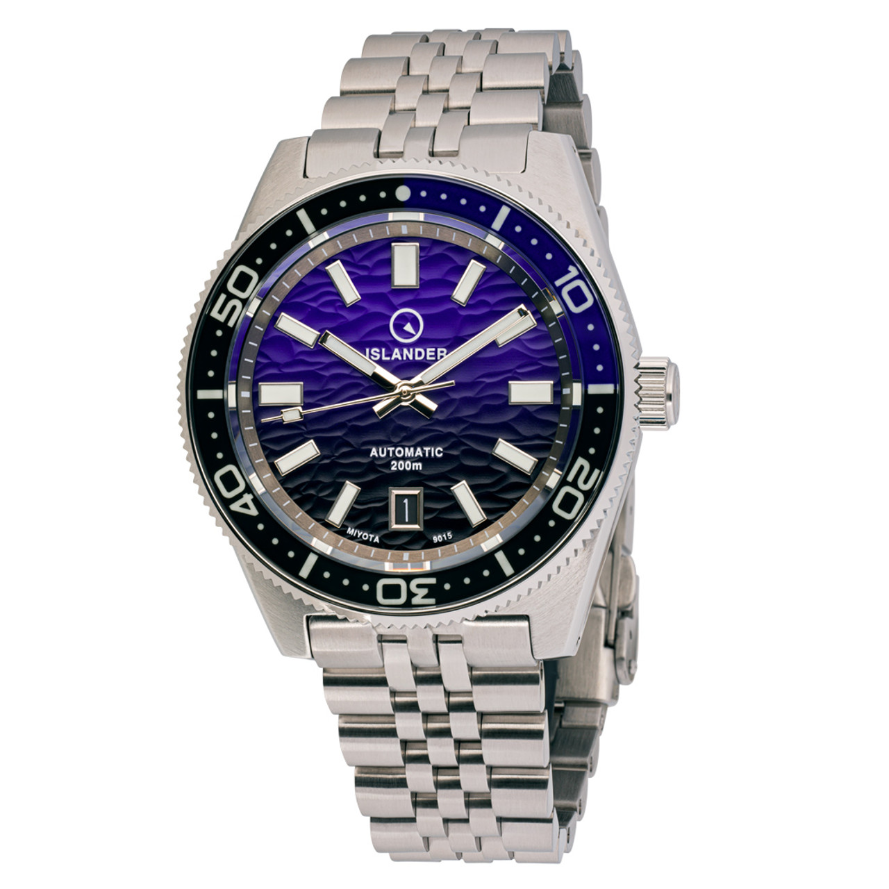 Islander Northport Hi-Beat Automatic Dive Watch with Black and Purple  Ripple Dial #ISL-157