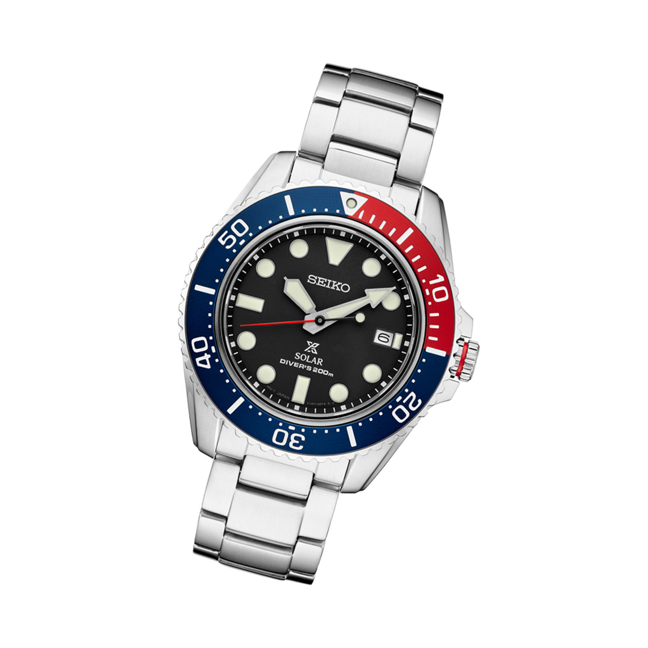 Seiko Prospex Solar Dive Watch with Sapphire Crystal, Pepsi Bezel and Black  Dial #SNE591