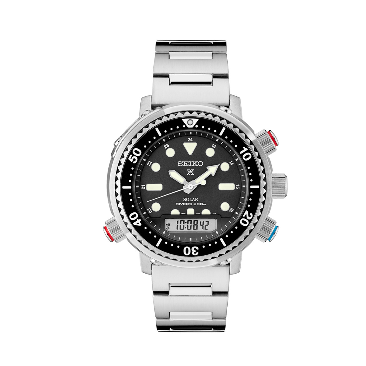 Seiko Prospex Solar Analog-Digital Dive Watch with Depth Meter, Water Temp  and Dive Log Functions #