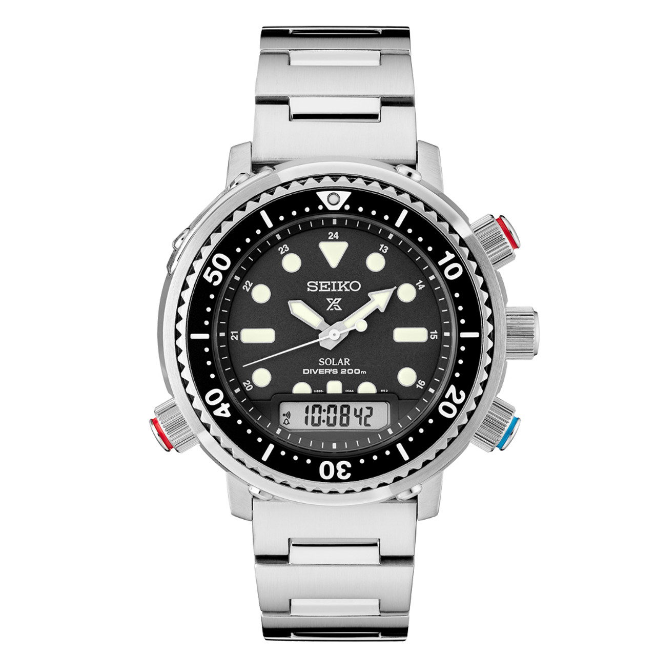 Seiko Prospex Solar Analog-Digital Dive Watch with Depth Meter