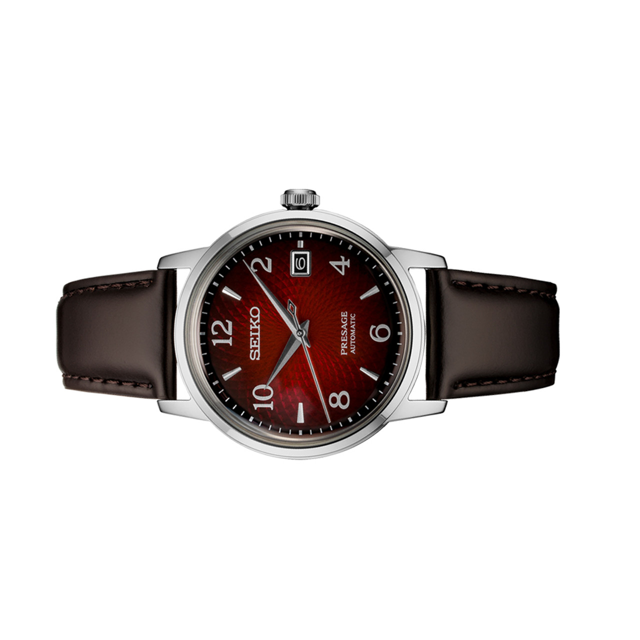 Seiko Presage Automatic Dress Watch with Red Arabic Dial #SRPE41