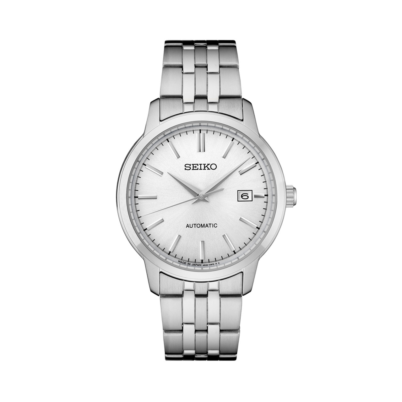 Seiko Essentials Automatic Dress Watch with White Sunray Dial SRPH85