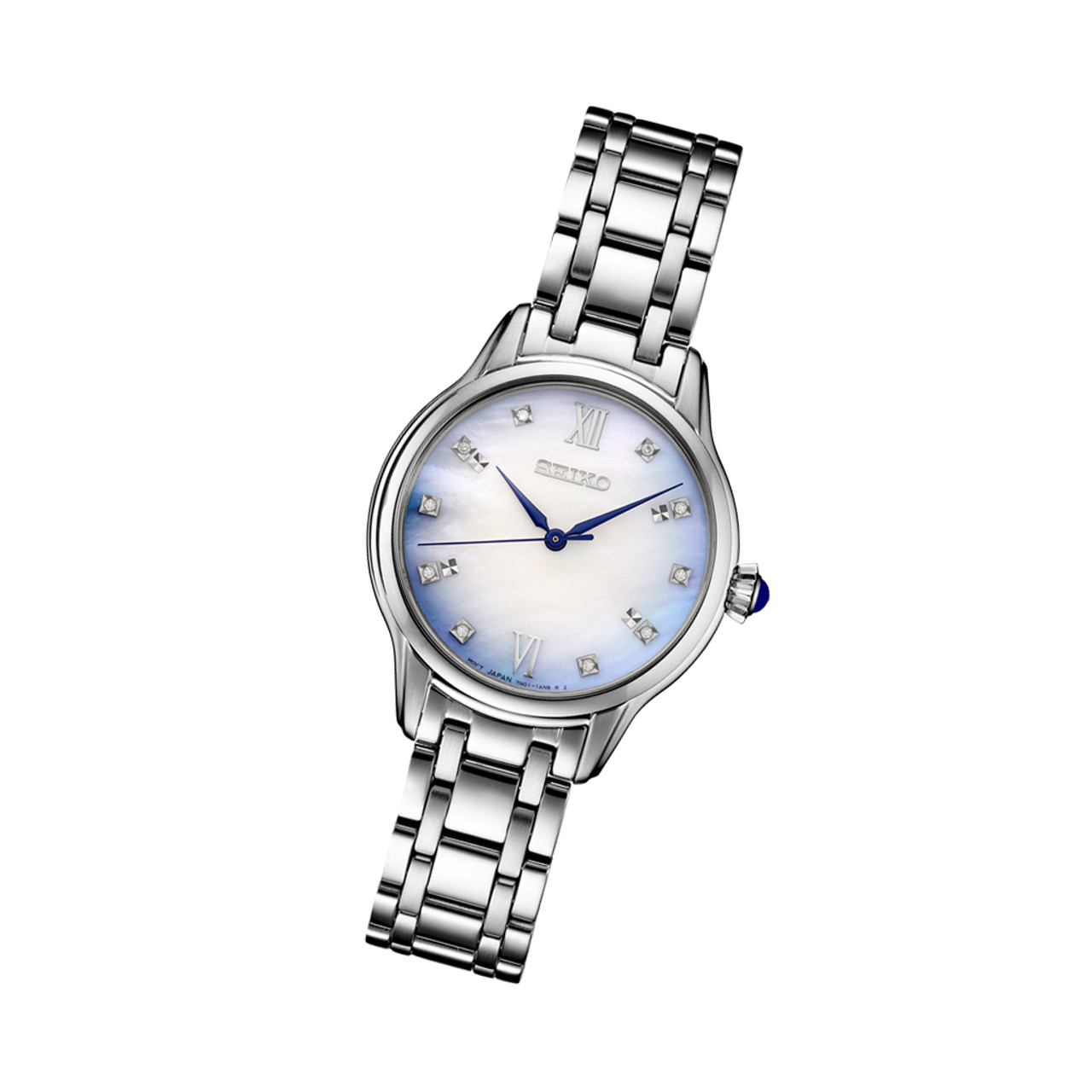 Seiko Diamonds Blue Mother of Pearl Quartz Dress Watch with