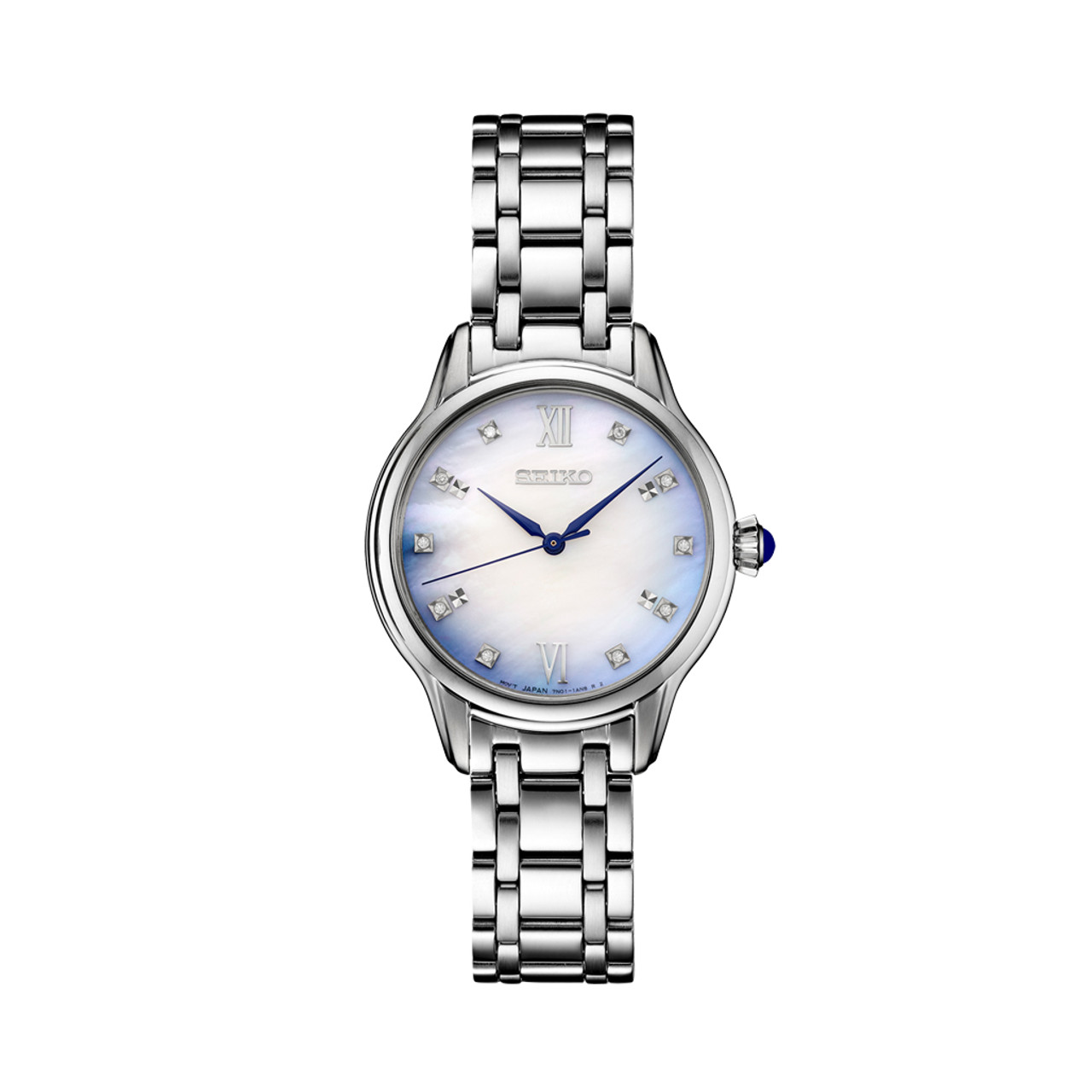 Seiko Diamonds Blue Mother of Pearl Quartz Dress Watch with