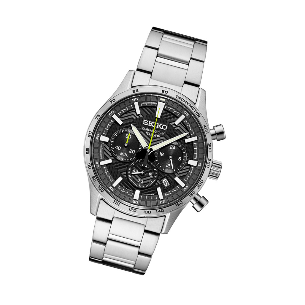 Seiko Essentials Quartz Chronograph with Black Dial and Steel