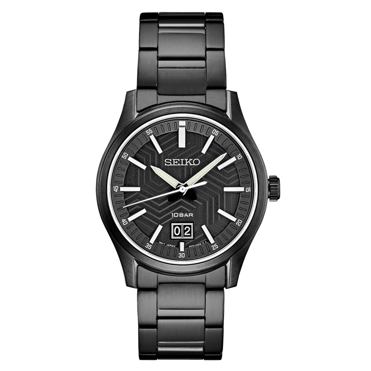 Seiko Essentials Sport Big Date PVD Watch with Matte Black 