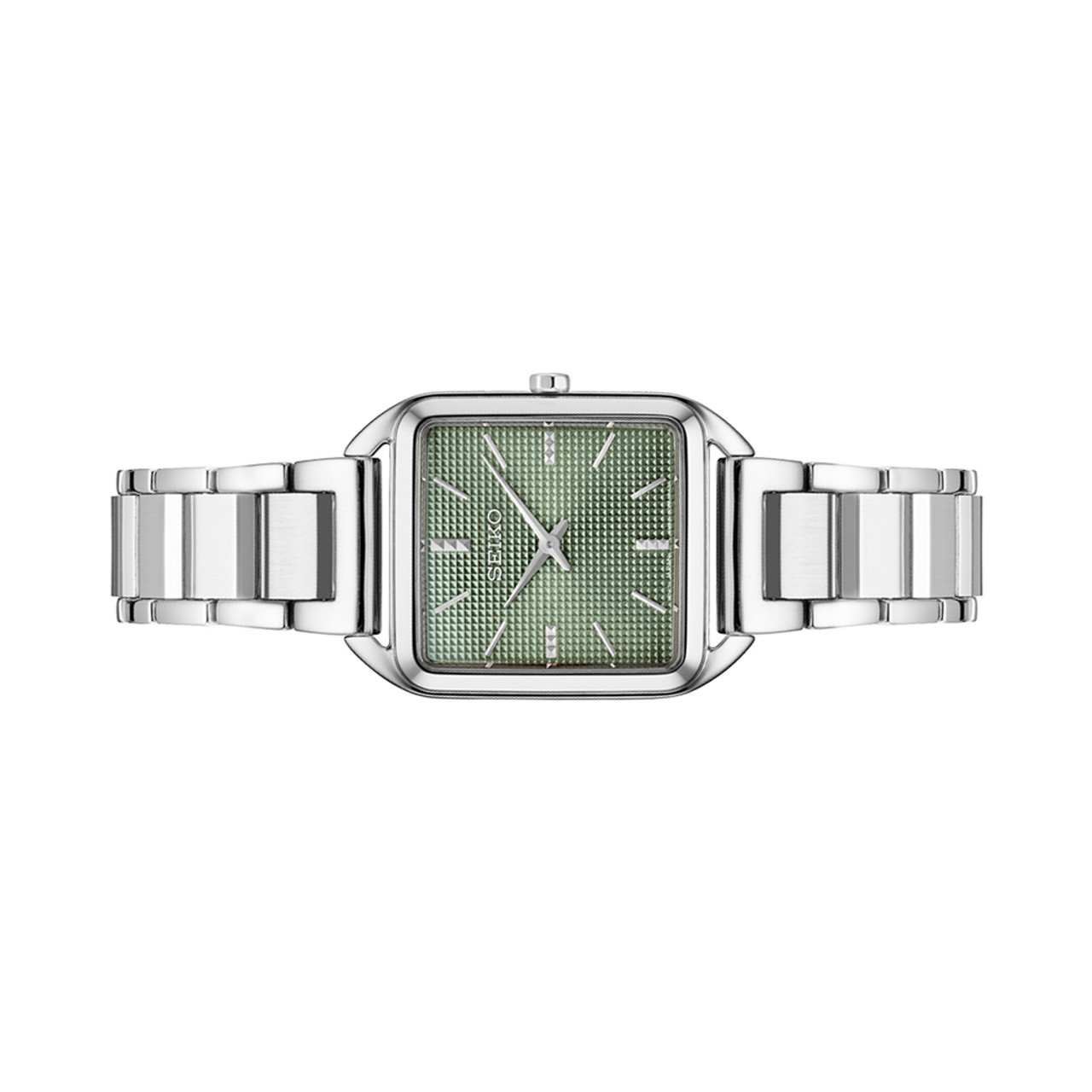 Seiko Essentials Tank Watch with Green Grid Pattern Dial #SWR075