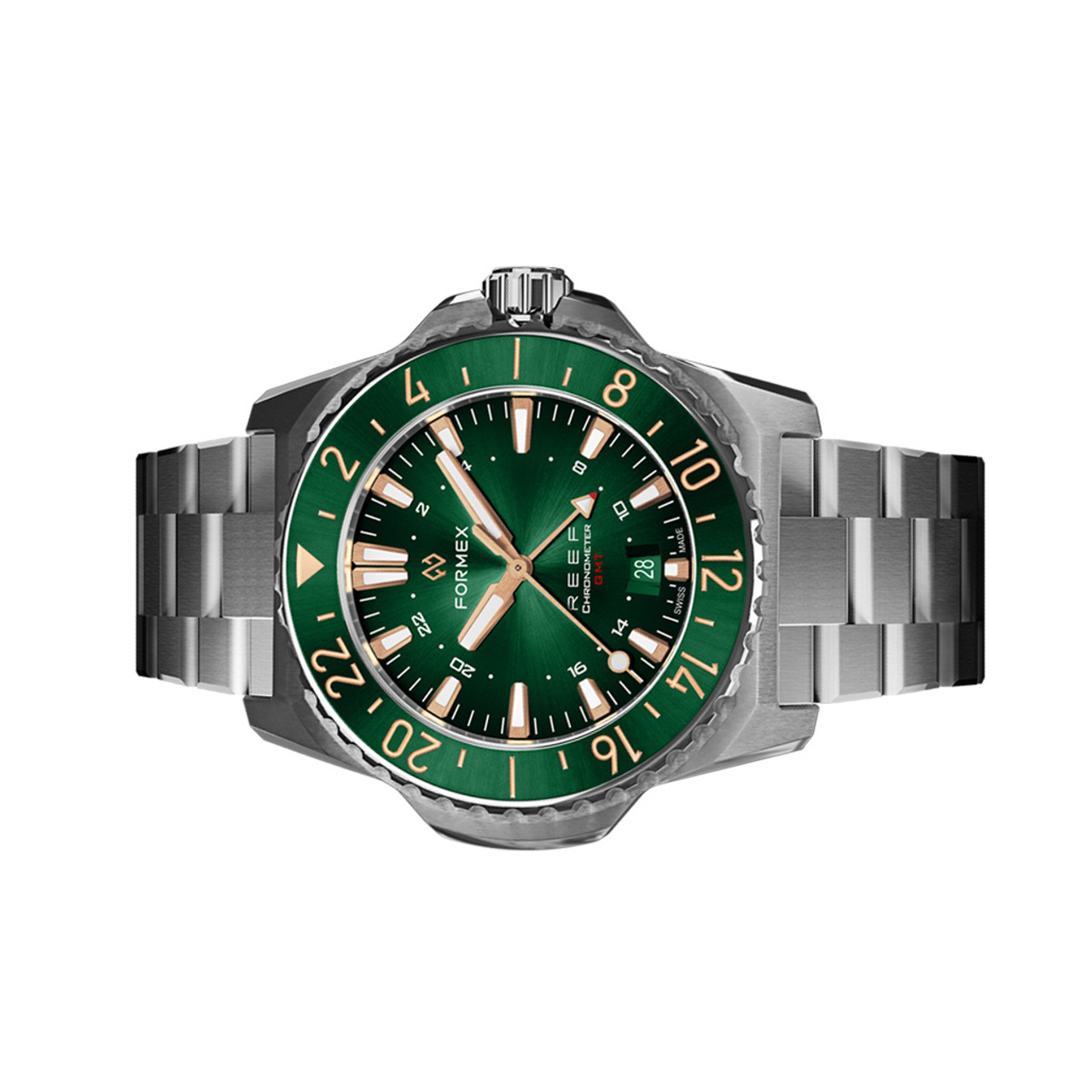 Formex REEF GMT Chronometer Dive Watch with Gilt Green Dial and Bezel  #2202.1.5388.100