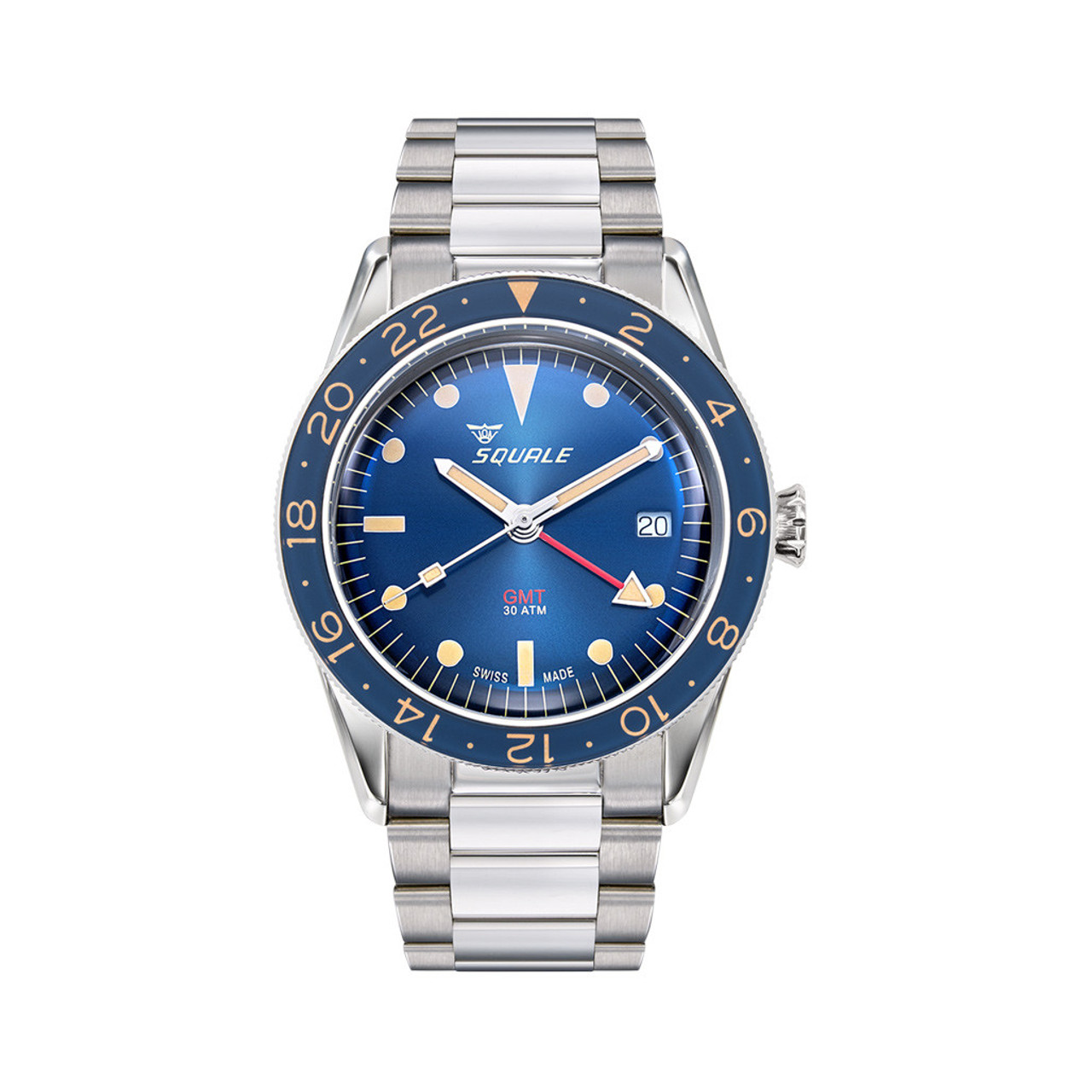 Squale 300 Meter Swiss Automatic GMT-Dive Watch with Blue Dial and Bracelet  #SUB-39GMTBL.BR22