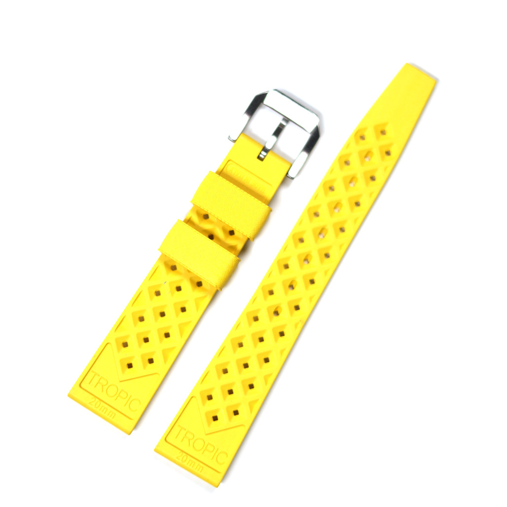 d.i.a. ダイヤ　スカルトップス　蛍光イエロー TROPIC Vulcanized Rubber Dive Strap in Poseidon Yellow #TROP-06
