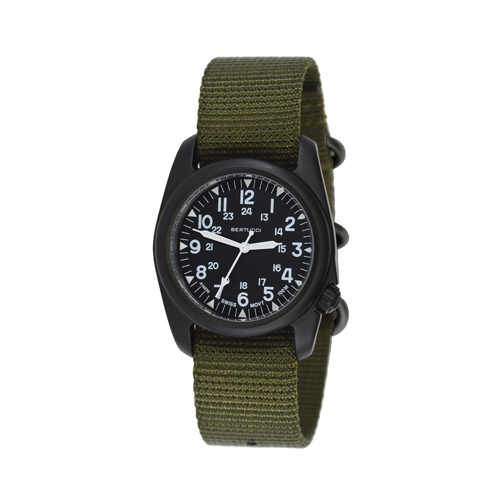 Bertucci A-2S Vintage Black with Swiss Movement and Black Dial #11510