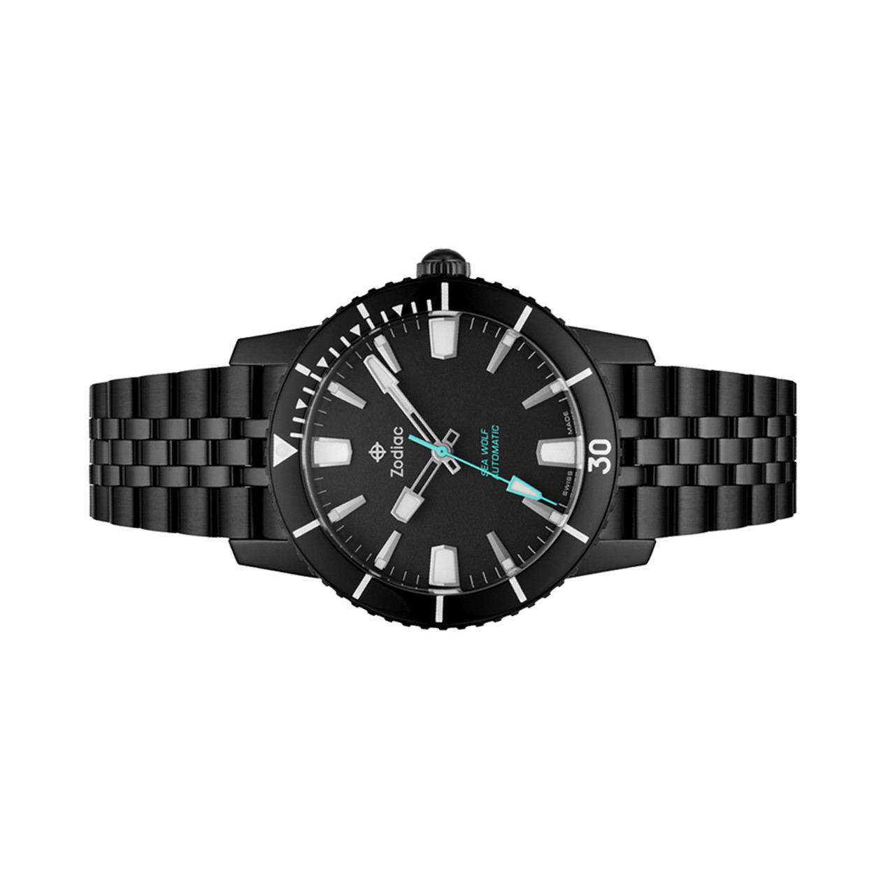 Zodiac Super Sea Wolf 53 Compression Automatic Black Stainless