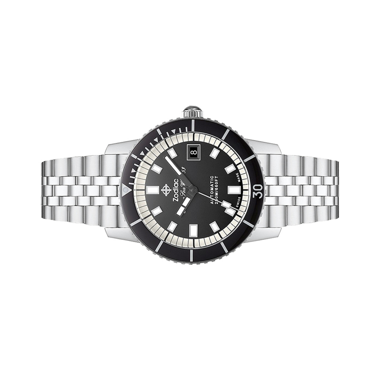 Zodiac Super Sea Wolf 53 Compression Automatic Stainless Steel