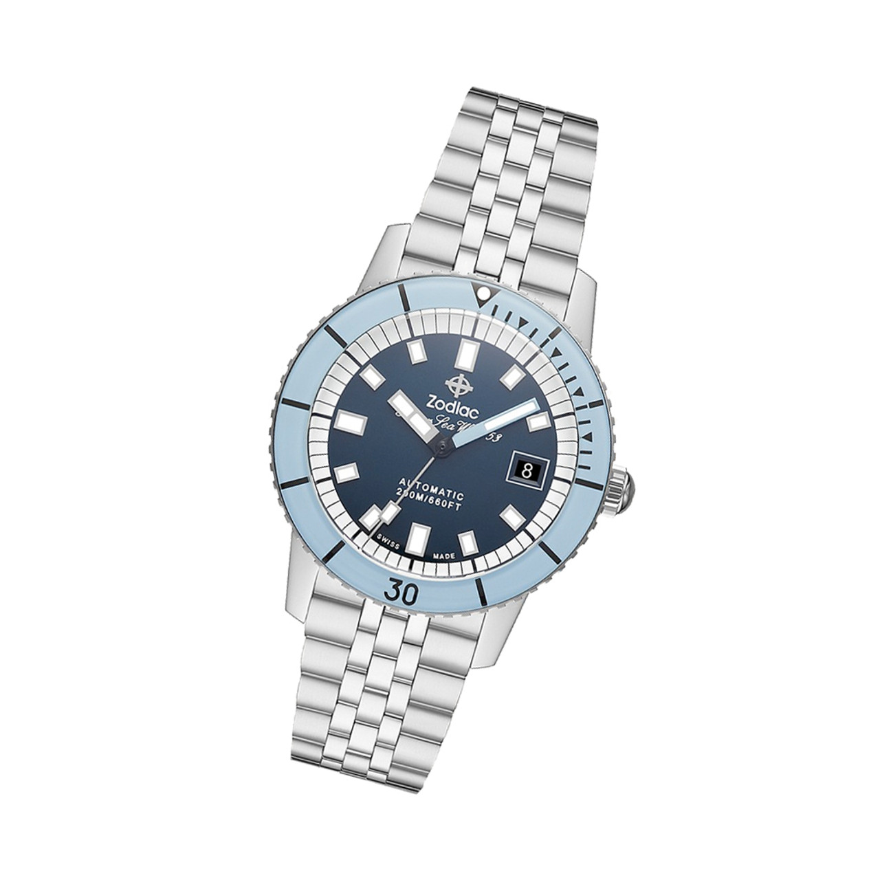 Zodiac Super Sea Wolf 53 Compression Automatic Stainless Steel Watch #ZO9287