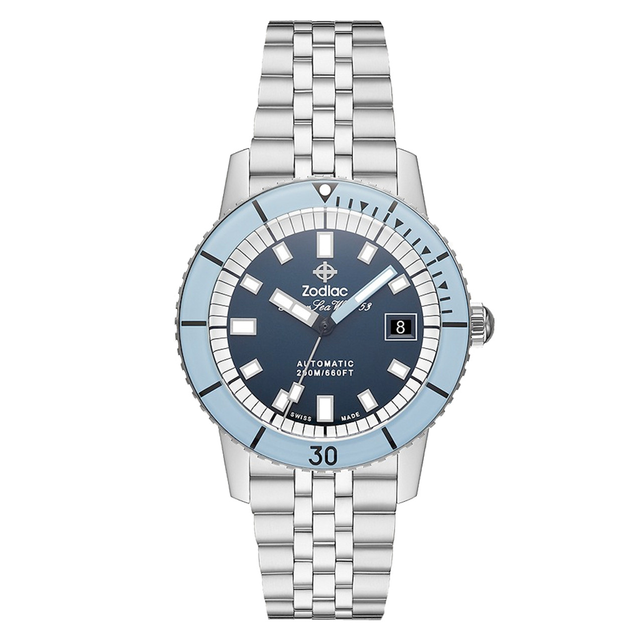 Zodiac Super Sea Wolf 53 Compression Automatic Stainless Steel