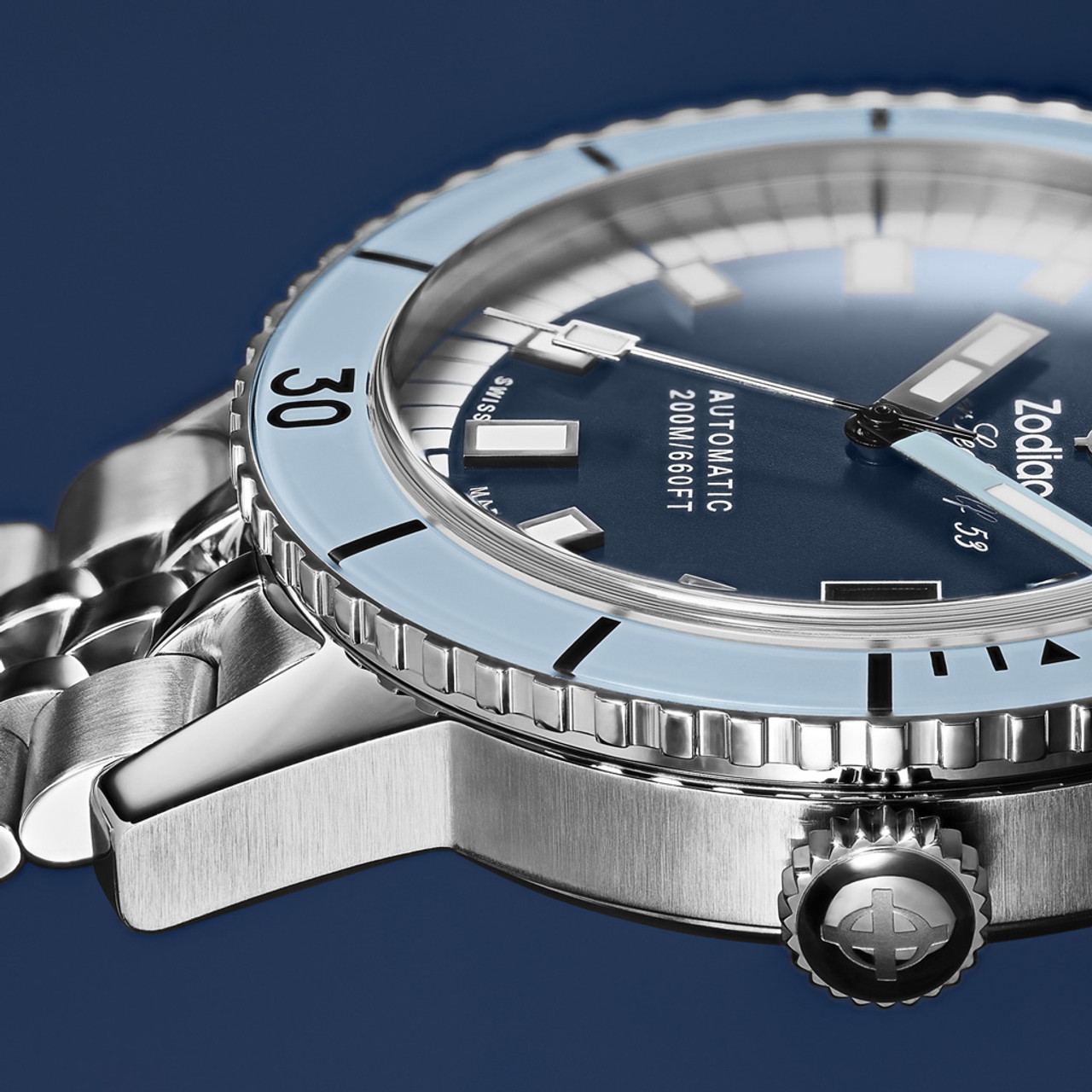 Zodiac Super Sea Wolf 53 Compression Automatic Stainless Steel