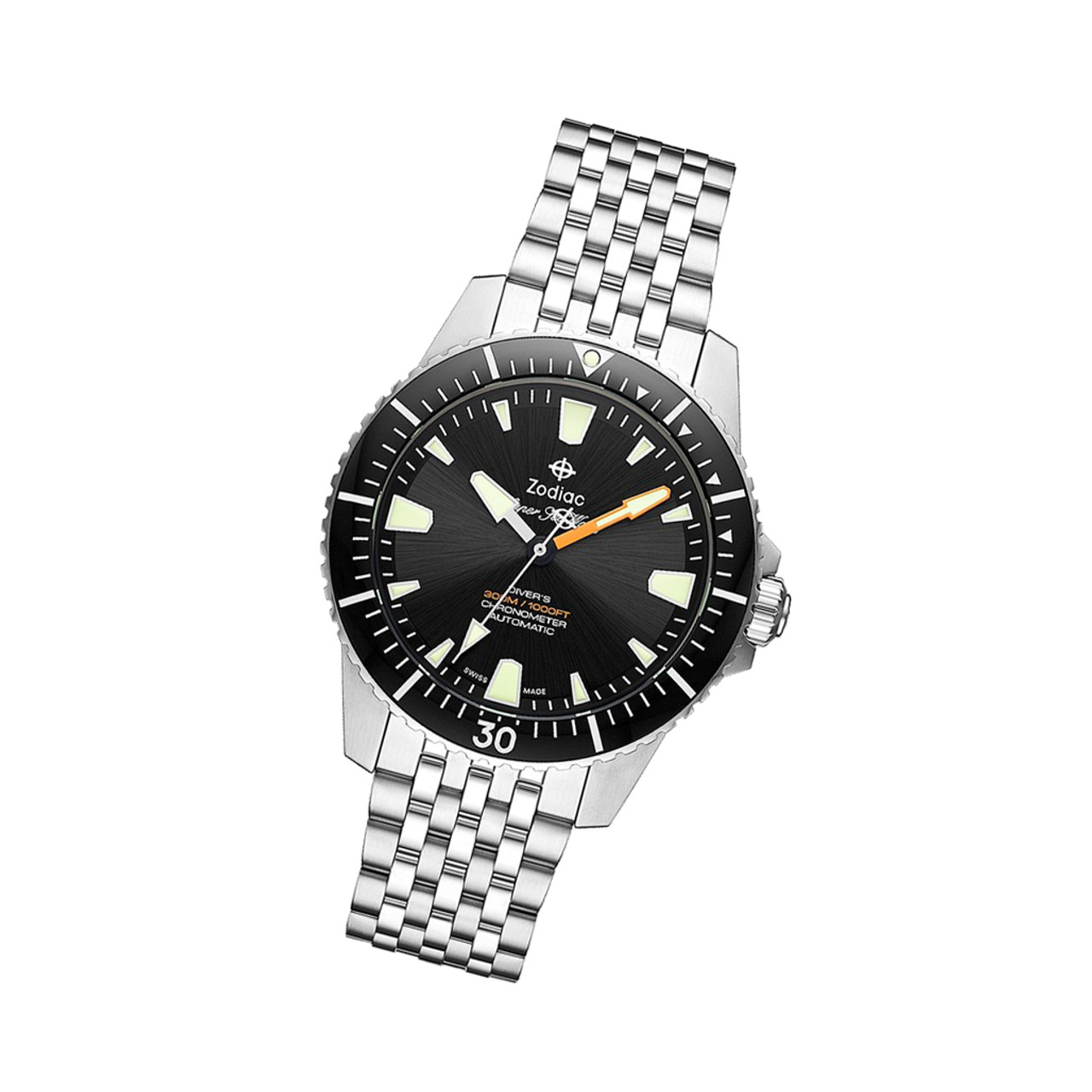 Zodiac Super Sea Wolf Pro-Diver Automatic Stainless Steel Watch #ZO3552