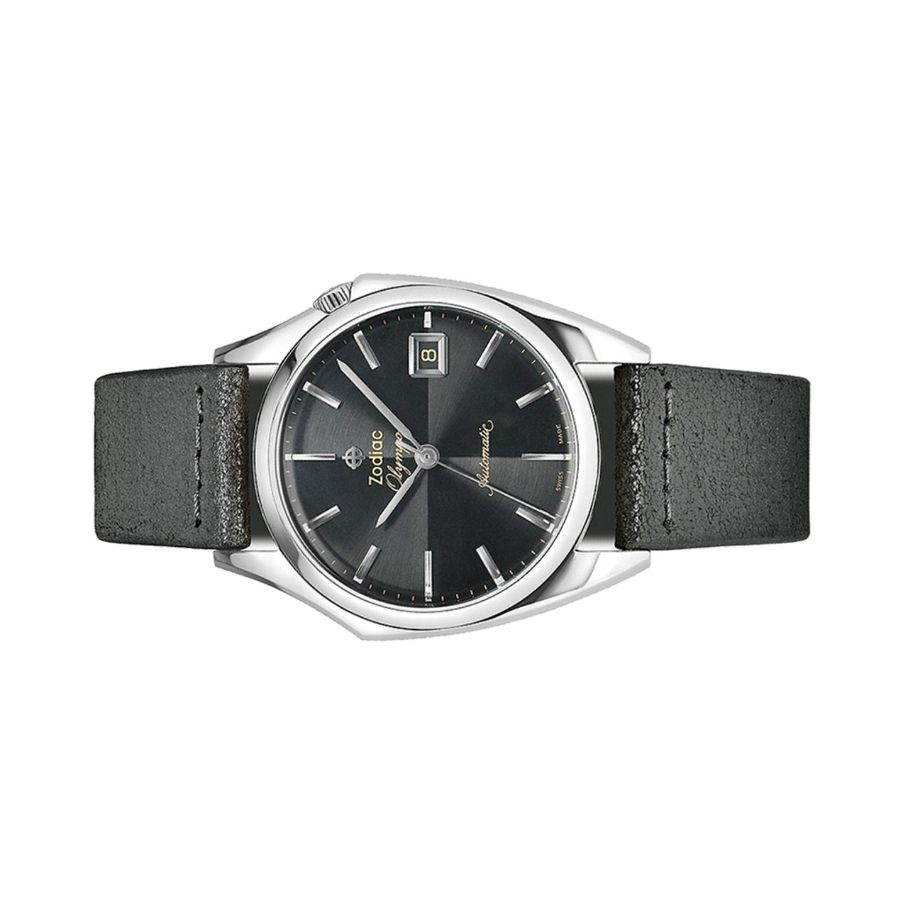 Zodiac Olympos Automatic Black Leather Watch #ZO9700