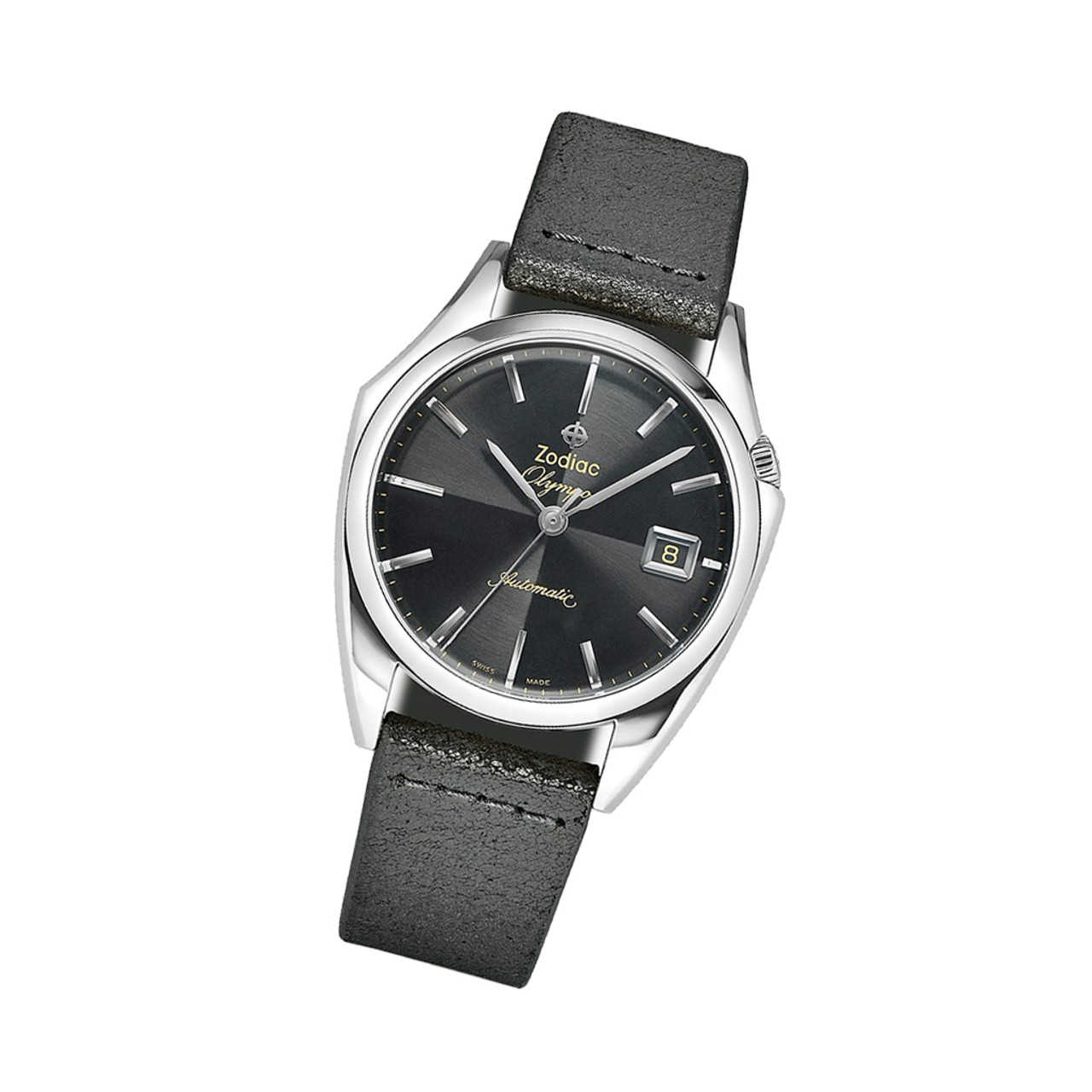 Zodiac Olympos Automatic Black Leather Watch #ZO9700