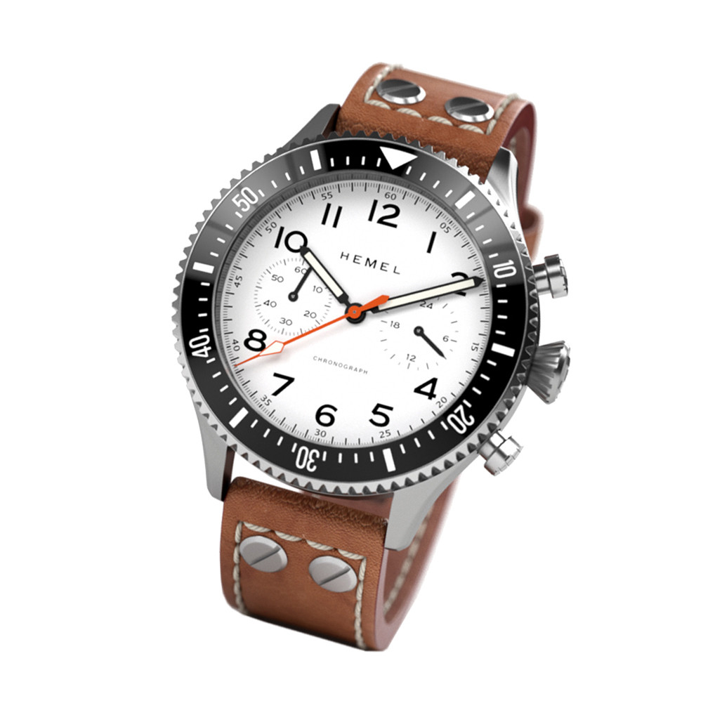 HEMEL Meca-Quartz Chronograph Watch with Full Lume Dial #HF3FL