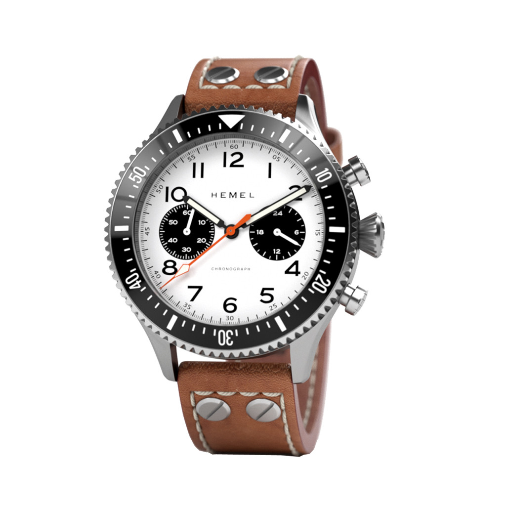 HEMEL Meca-Quartz Chronograph Watch with Full Lume Panda Dial #HF28FL