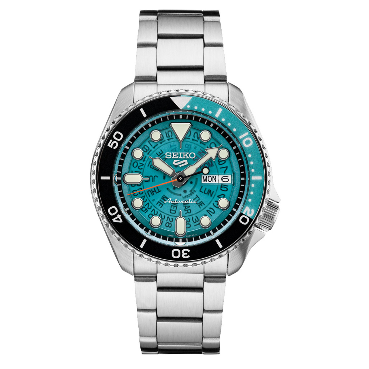 Seiko 5 Sports 24-Jewel Automatic Watch with Green Dial and SS Bracelet  #SRPD63