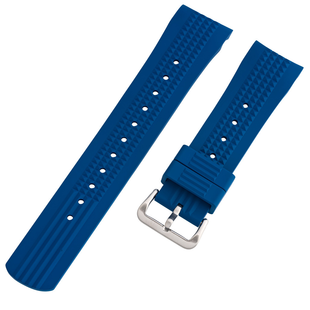 Islander 22mm Navy Blue Waffle FKM Rubber Strap with Curved Ends
