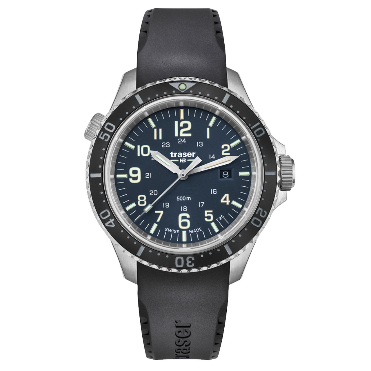 Traser P67 Swiss-Made 500M Dive Watch with Blue Dial and Tritium