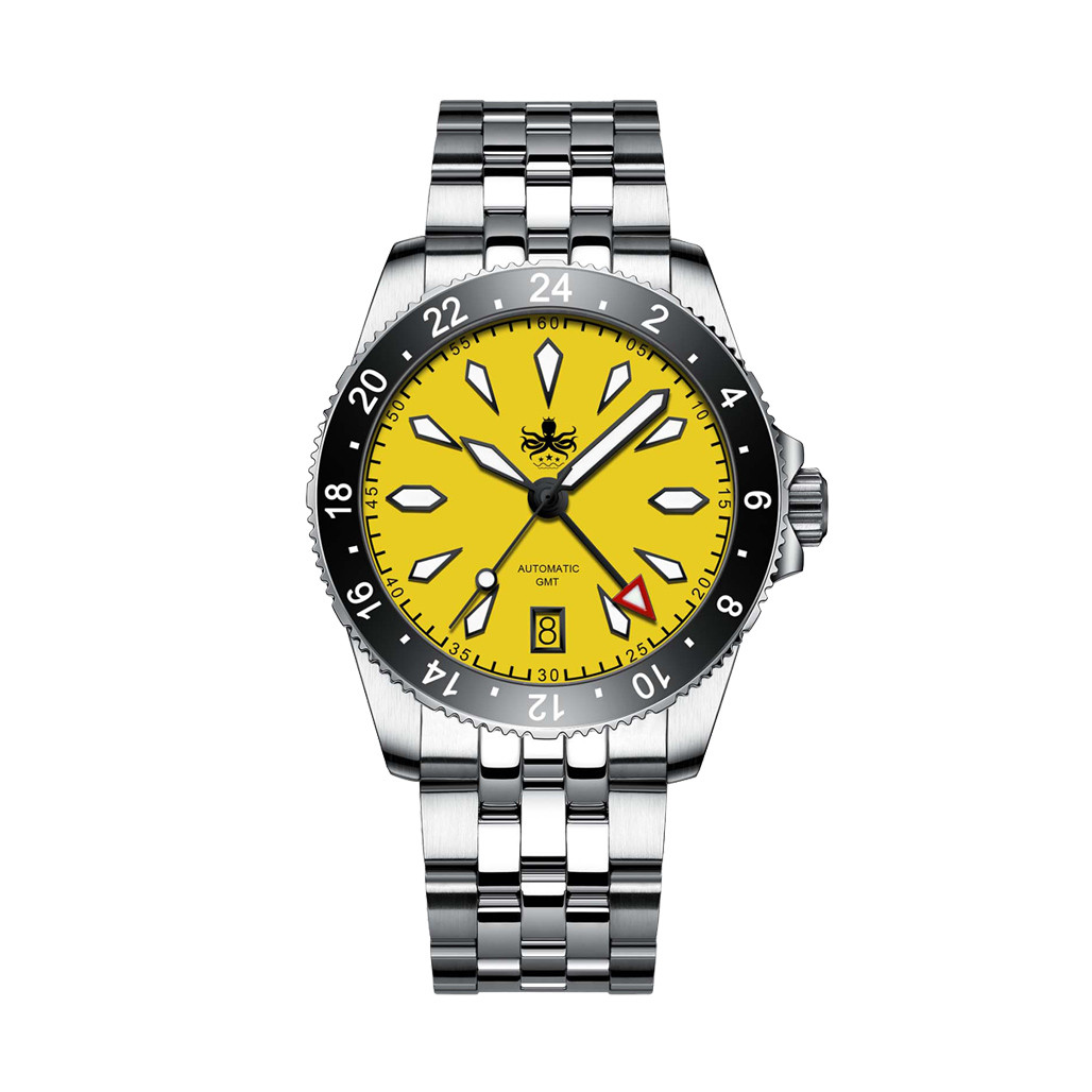 Phoibos Voyager GMT Automatic Watch with Yellow Dial #PY043F