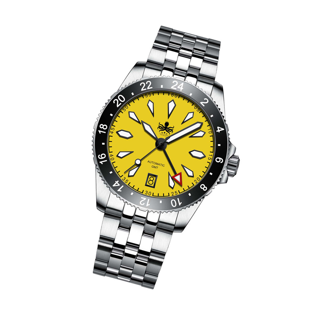 Phoibos Voyager GMT Automatic Watch with Yellow Dial #PY043F
