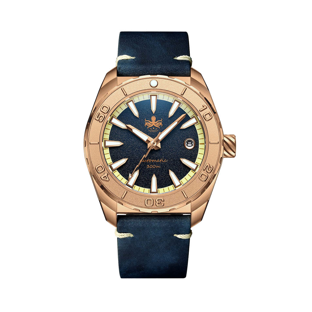 Phoibos Proteus Bronze 300M Dive Watch with Navy Blue Dial #PY046B