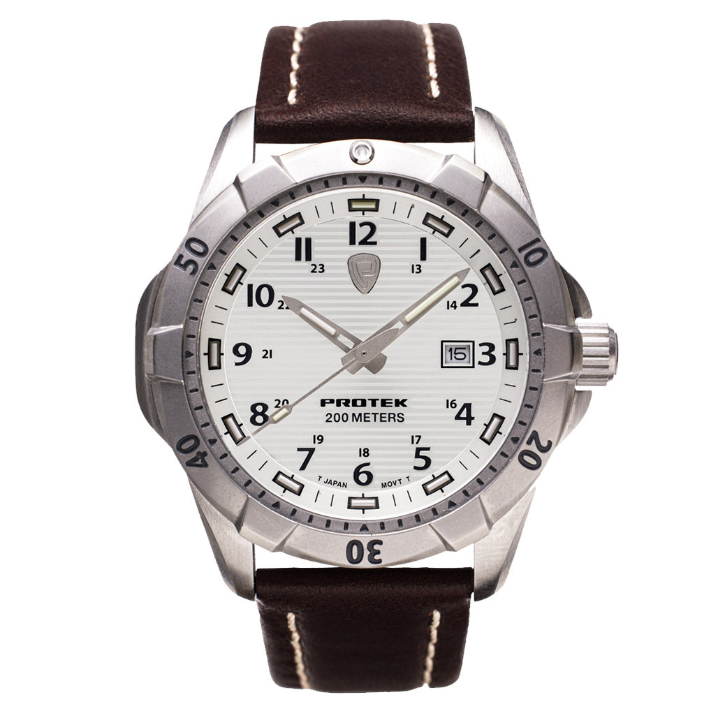 Protek Steel Tritium Dive Watch 2000 Series with White Dial #PT2005