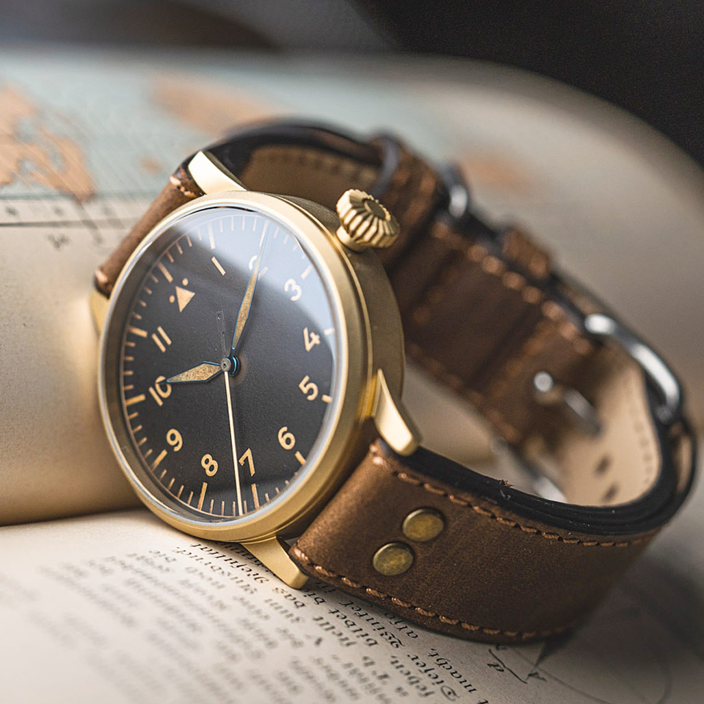 Laco Munster Bronze Type A Dial Swiss Automatic Pilot Watch with