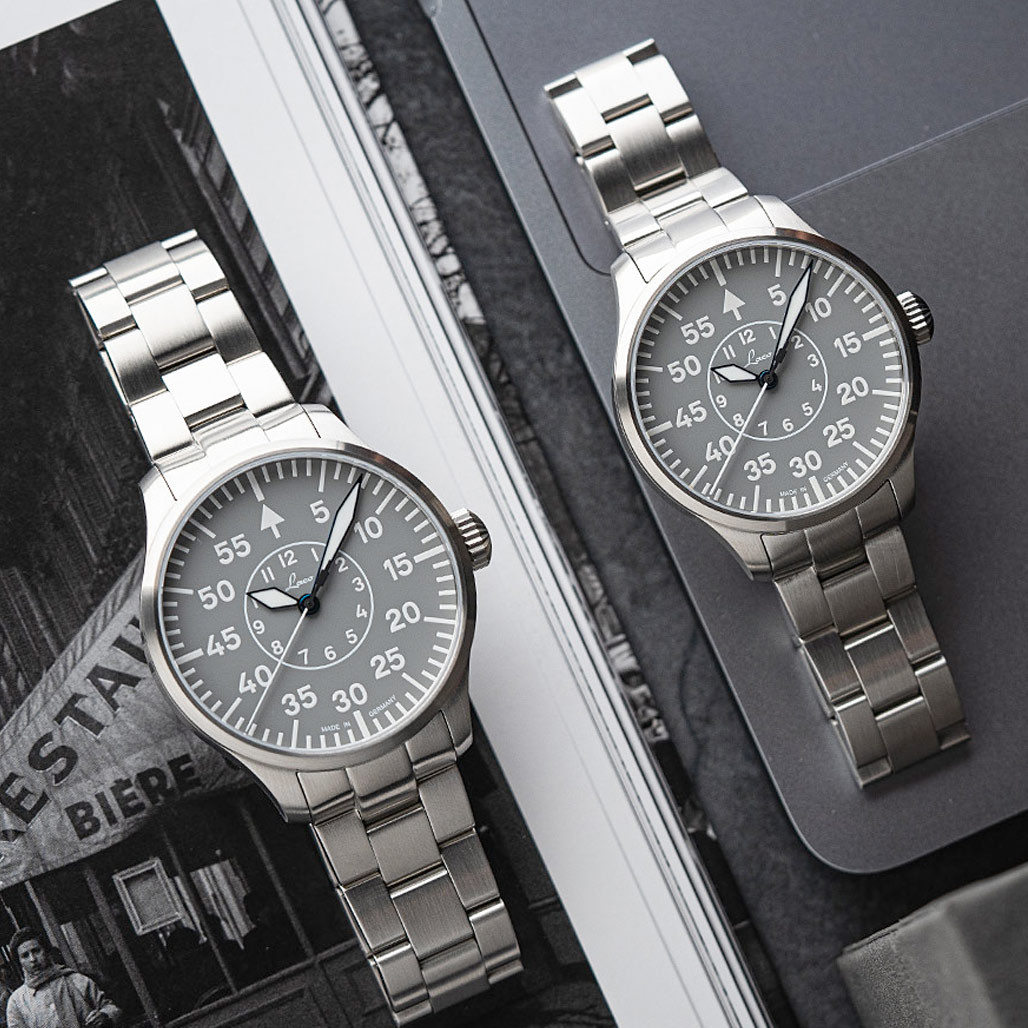 Laco Aachen Gray 39 Type B Dial Automatic Pilot Watch with