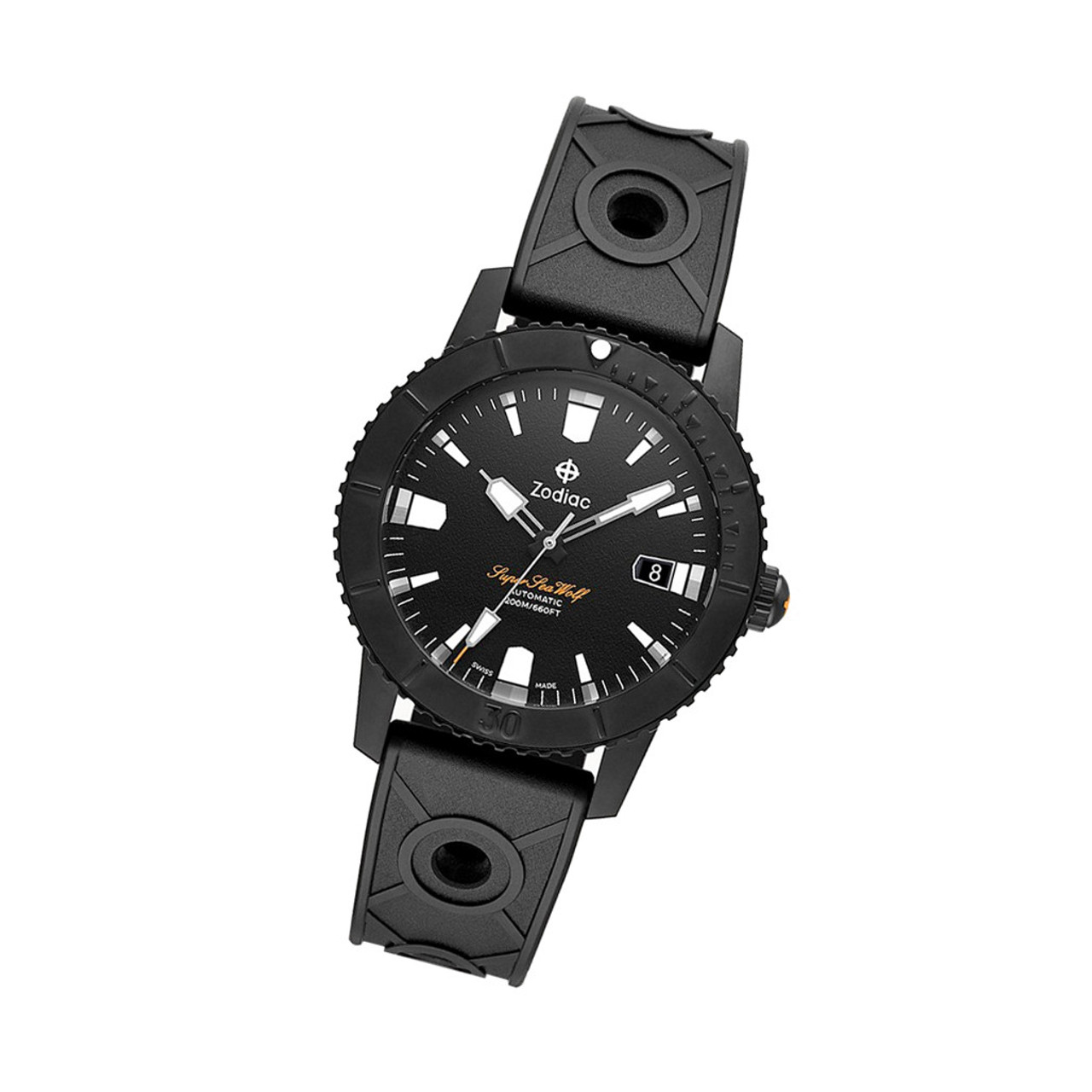 Zodiac Super Sea Wolf 53 Compression Automatic Black Rubber Watch #ZO9297