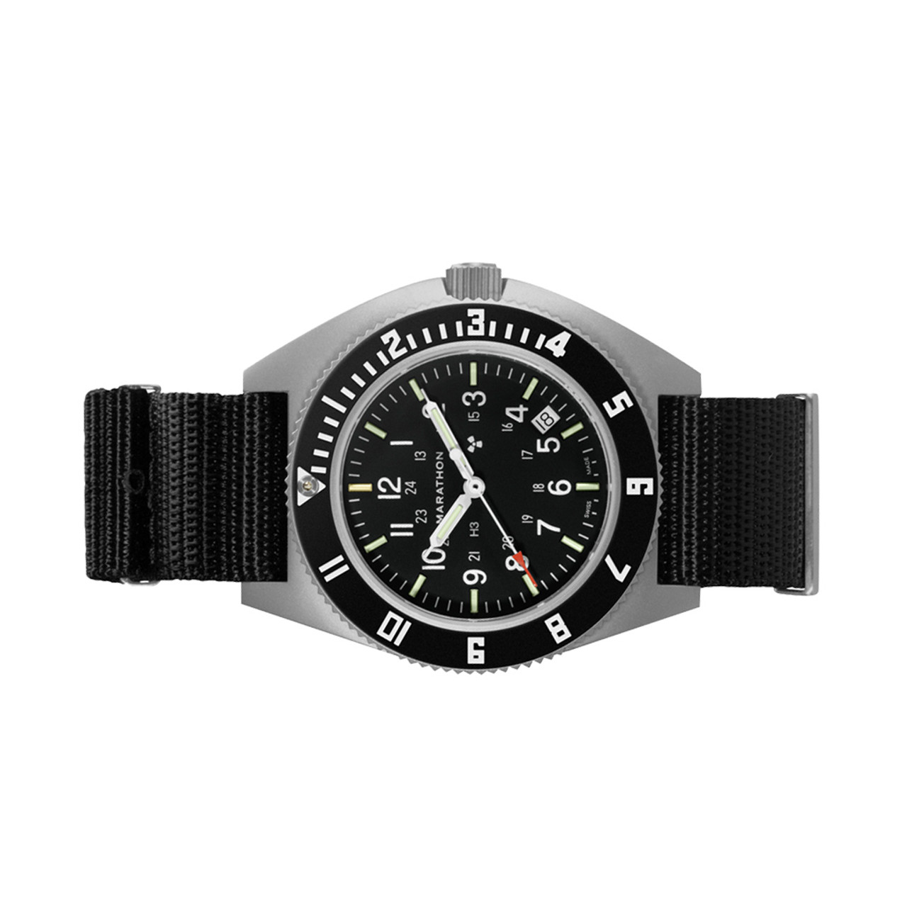 Marathon Swiss 41mm Steel Navigator with Tritium Tubes on DEFSTAN Nylon  Strap #WW194013-GG-0103