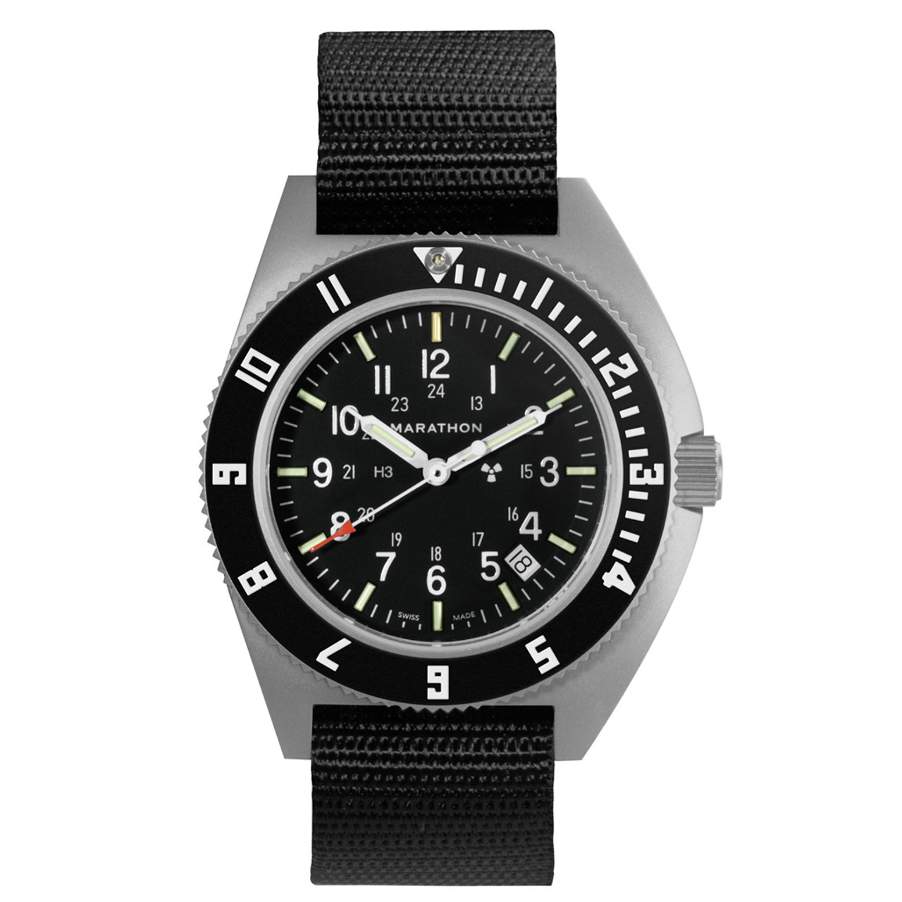 Marathon Swiss 41mm Steel Navigator with Tritium Tubes on Ballistic Strap  #WW194013-GG-0101