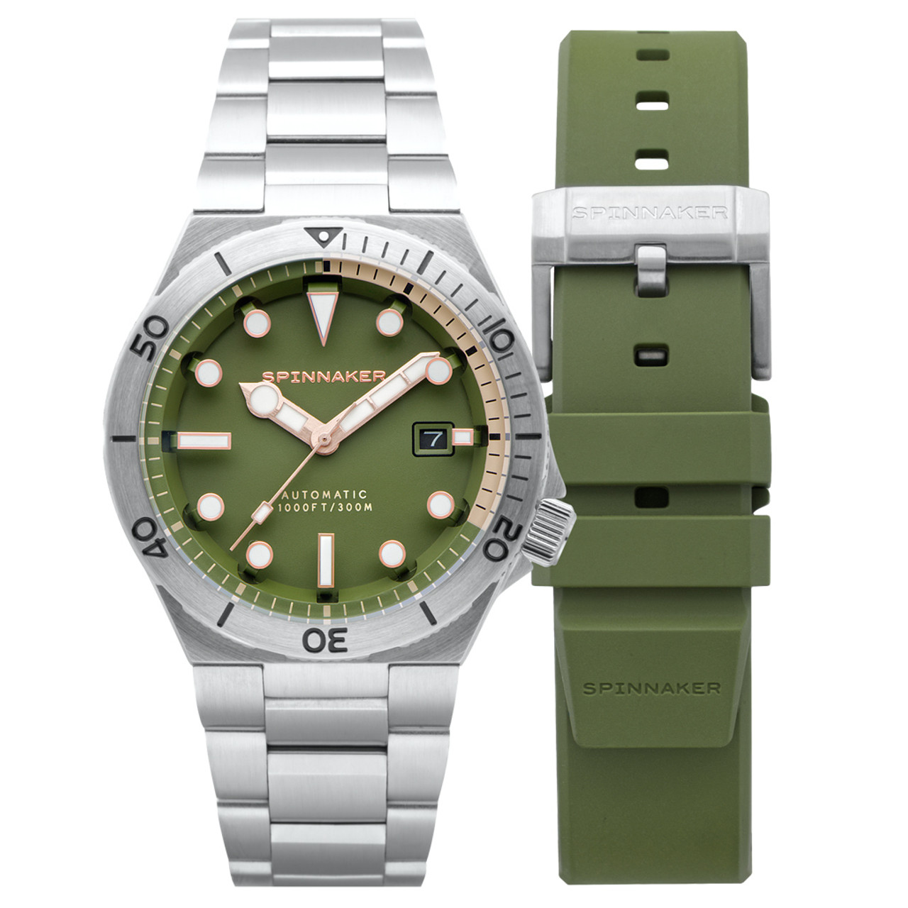 Spinnaker Hi-Beat Boettger Dive Watch with Dark Olive Dial