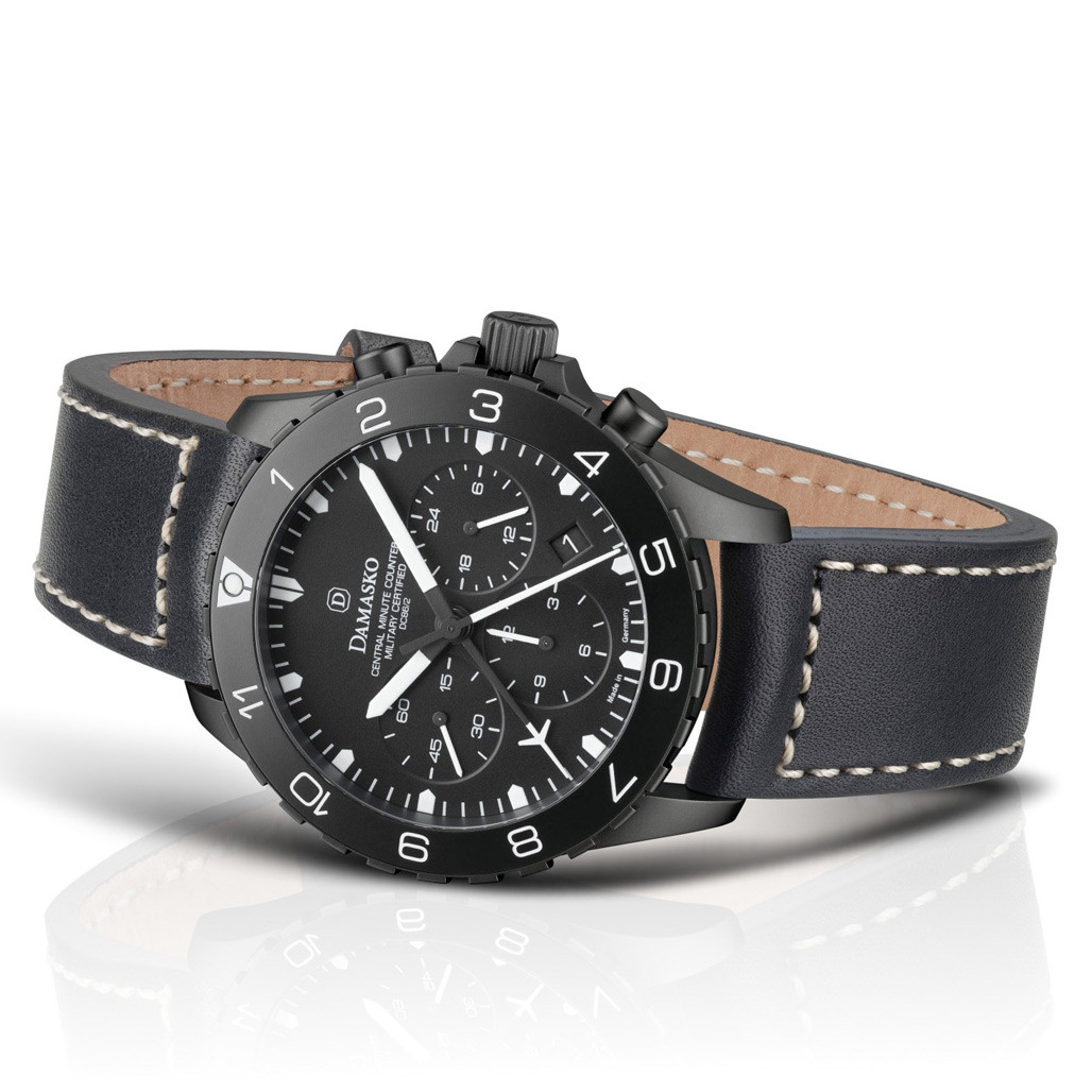 Damasko Black 42mm Chronograph with a Stopwatch plus 12-hour