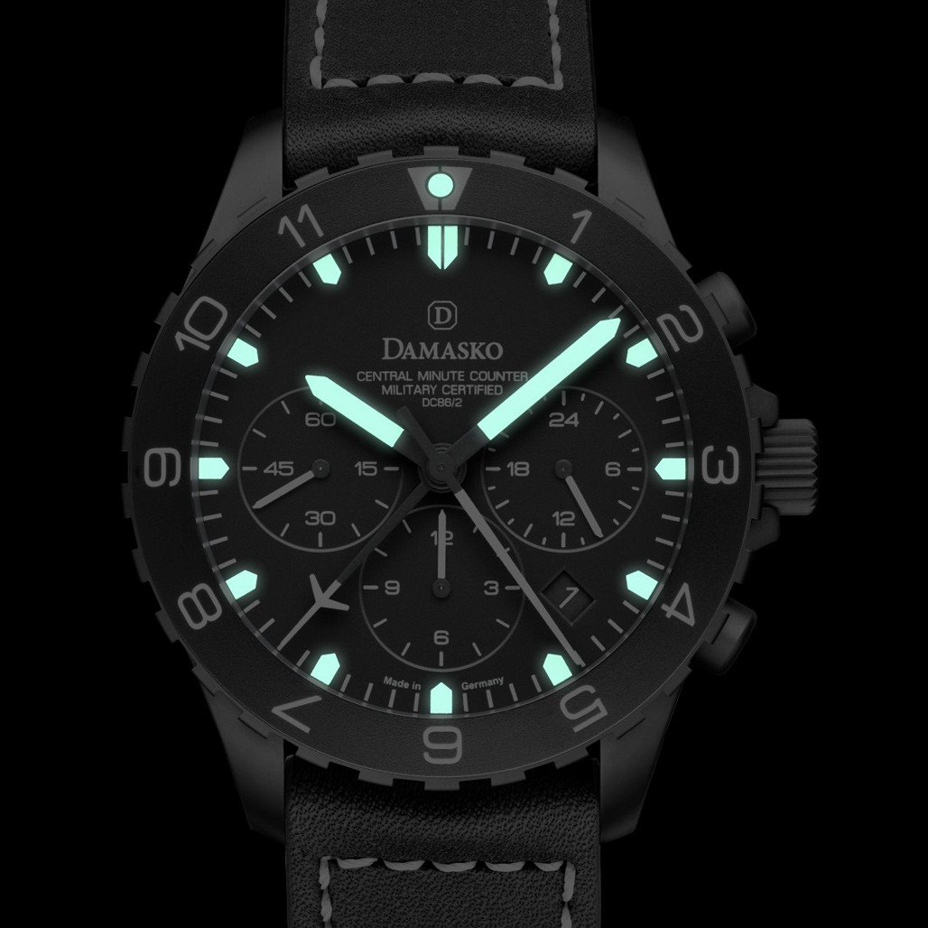 Damasko Black 42mm Chronograph with a Stopwatch plus 12-hour