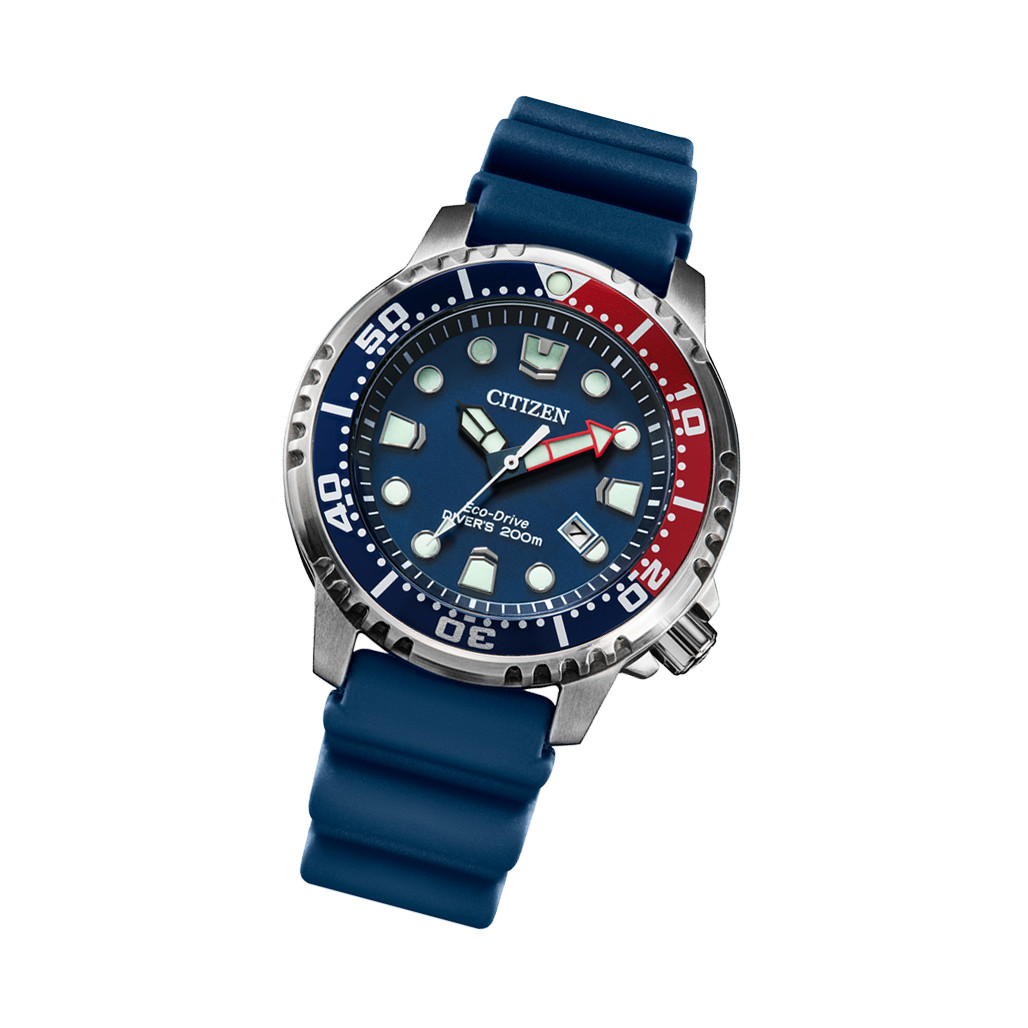 Citizen Eco-Drive Promaster Dive Watch with Blue Dial and Rubber