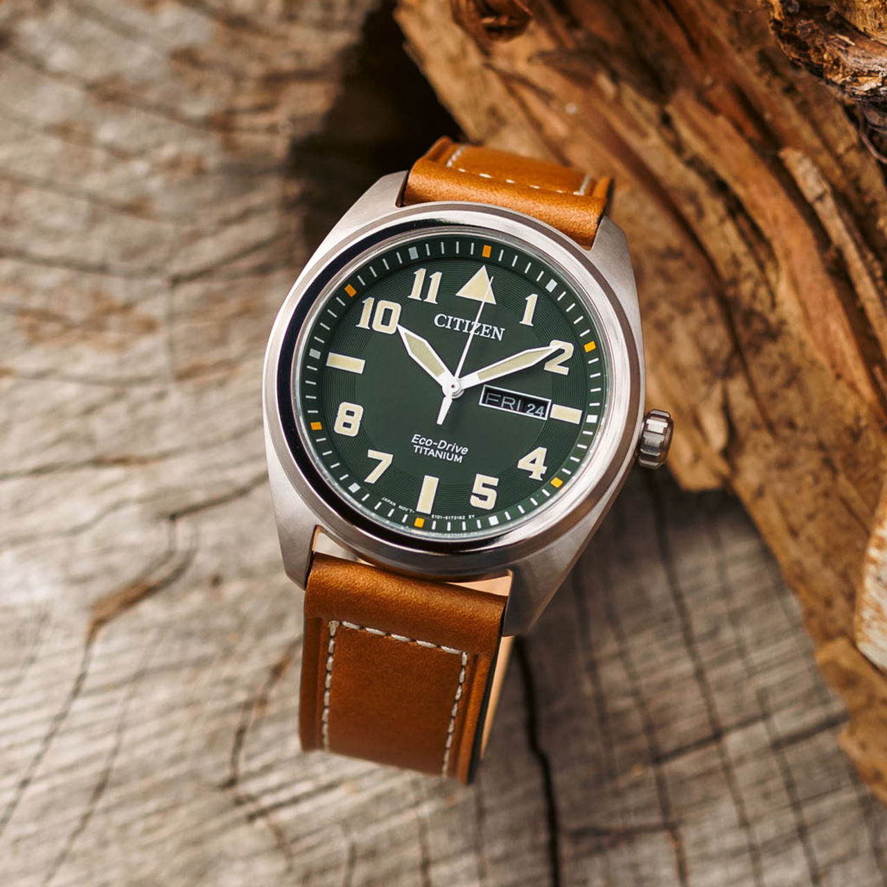 Citizen Eco-Drive Garrison Titanium Watch with Green Dial