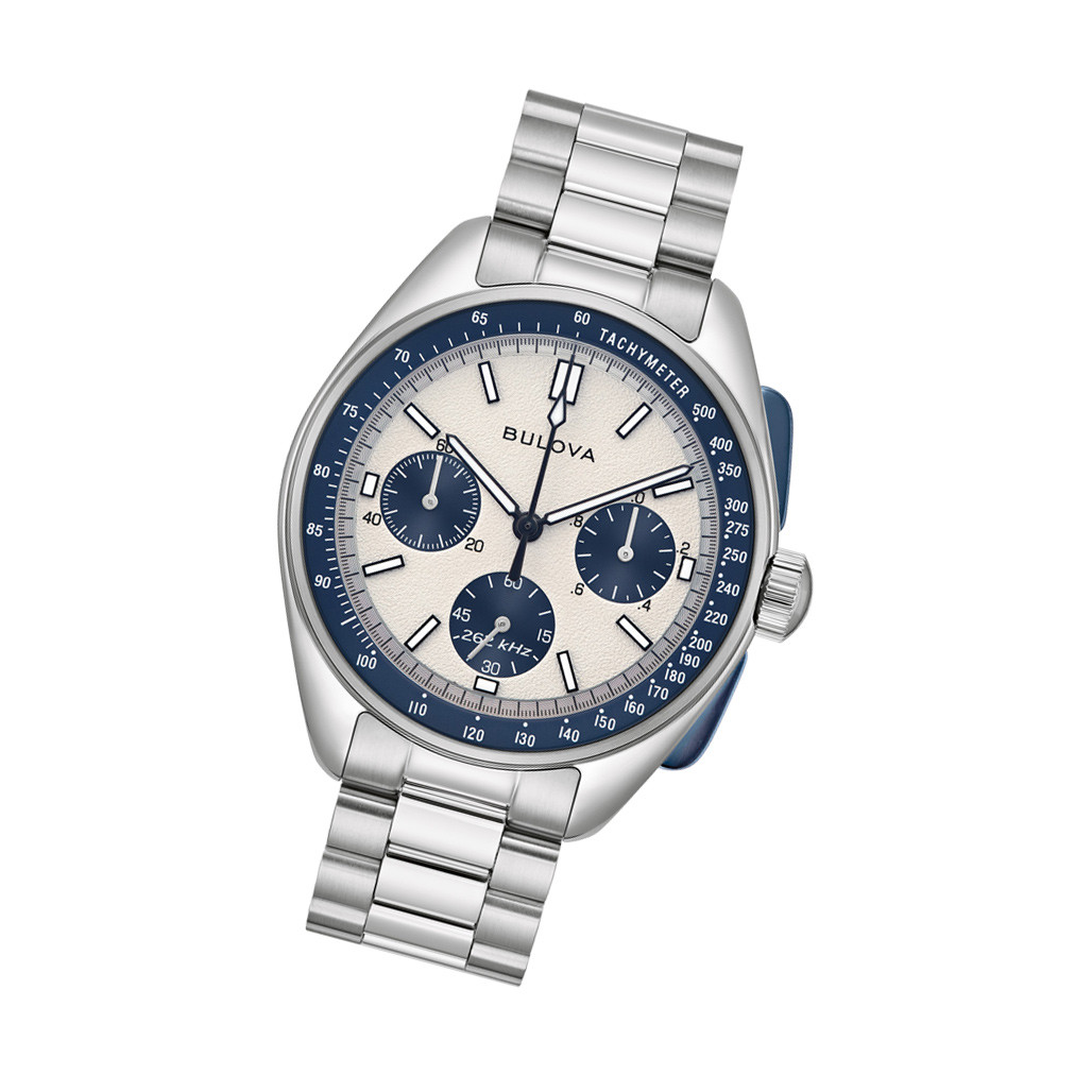 Bulova Lunar Pilot 43.5mm with White and Blue Dial and Stainless