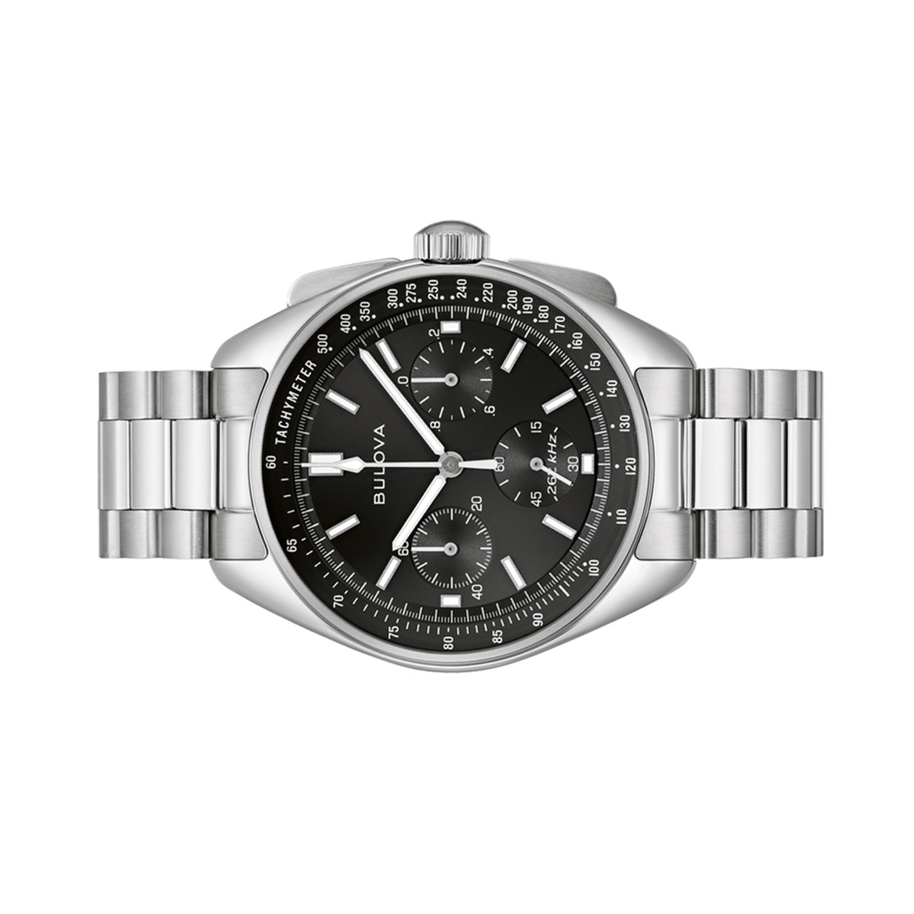 Bulova Lunar Pilot Chronograph 43.5mm with Black Dial and Stainless Steel  Bracelet #96K111