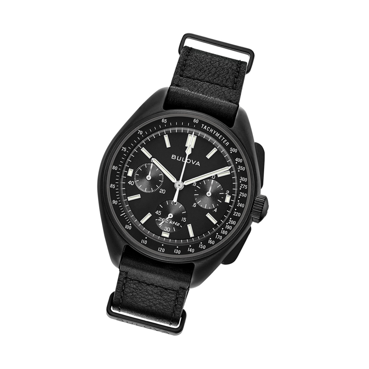 Bulova Lunar Pilot Chronograph 45mm with Black Dial and Black IP Case  #98A186