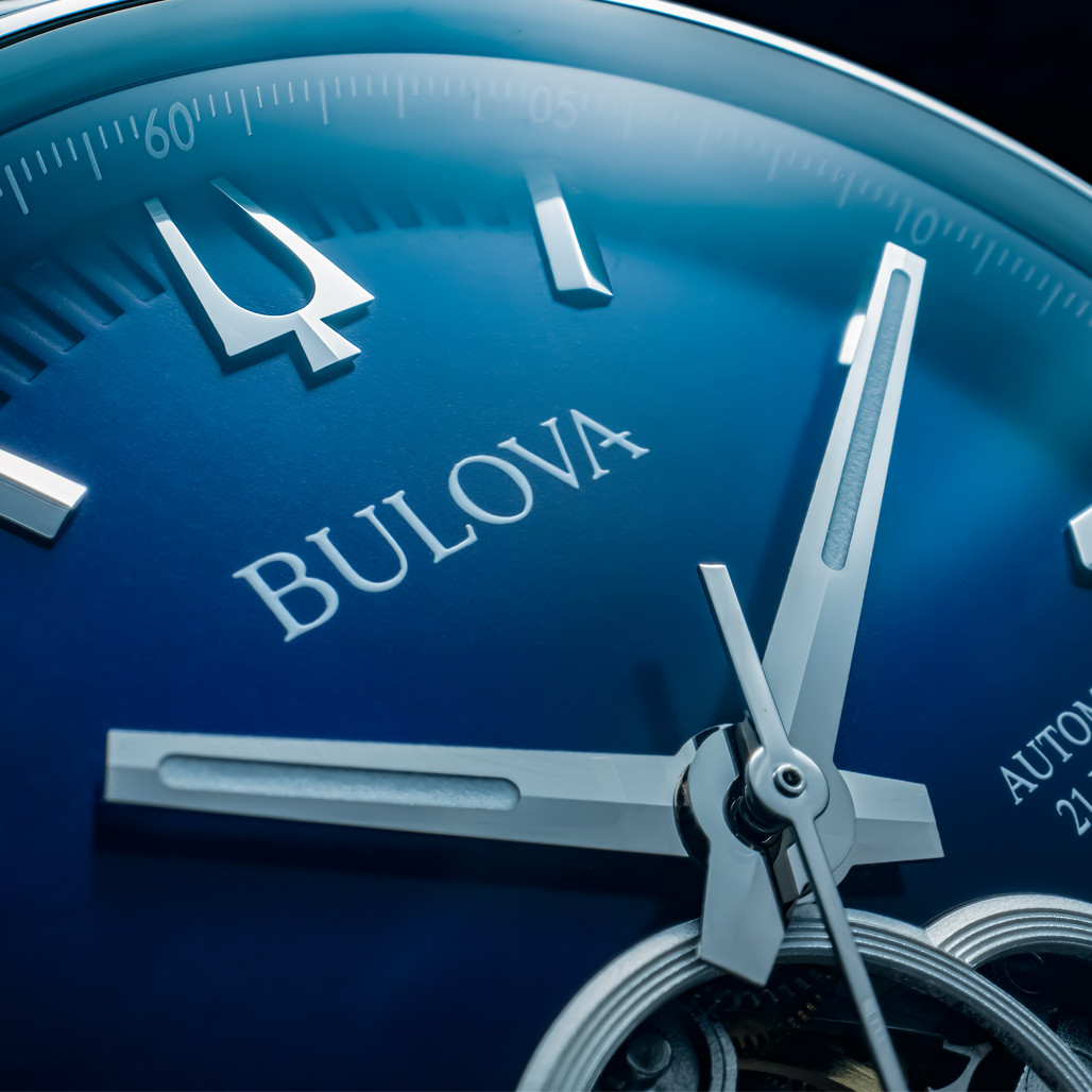 Bulova Surveyor Automatic Watch with Open Heart Blue Dial #96A275