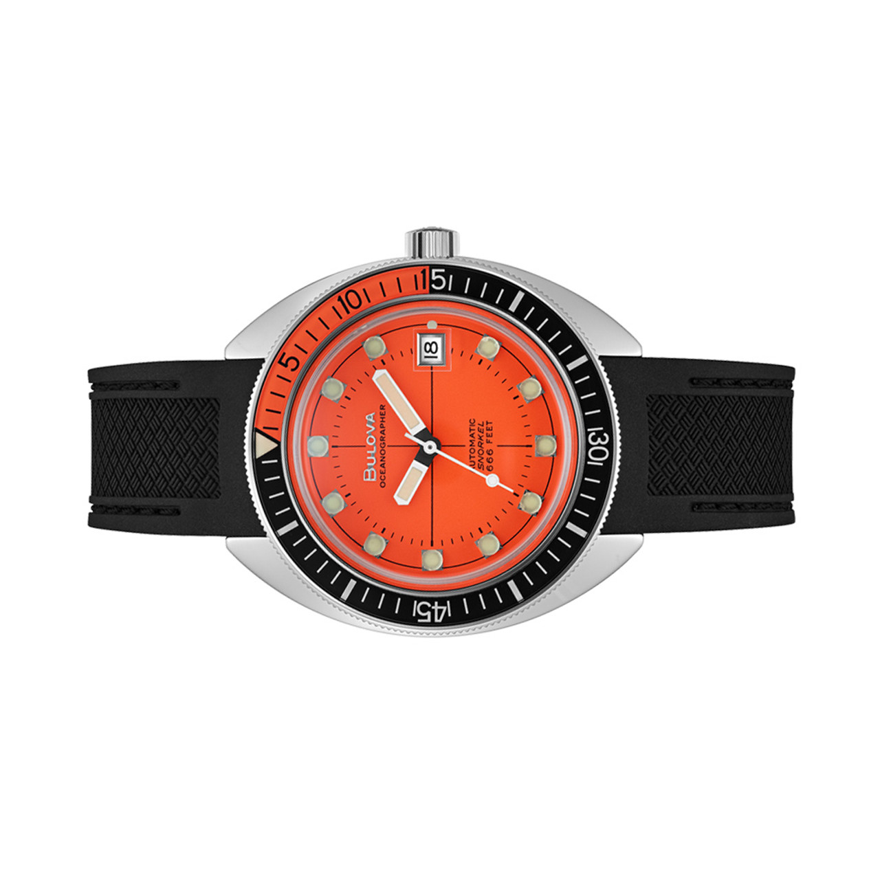 Bulova Oceanographer Snorkel Automatic Dive Watch with Orange Dial #96B350