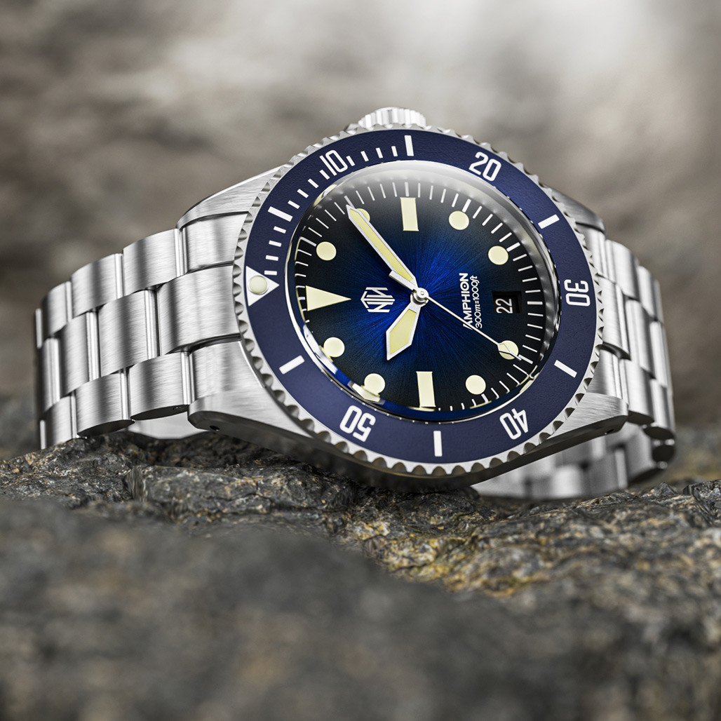 NTH Legends Series Amphion Midnight Blue Dive Watch with Date WWNTHLAMED