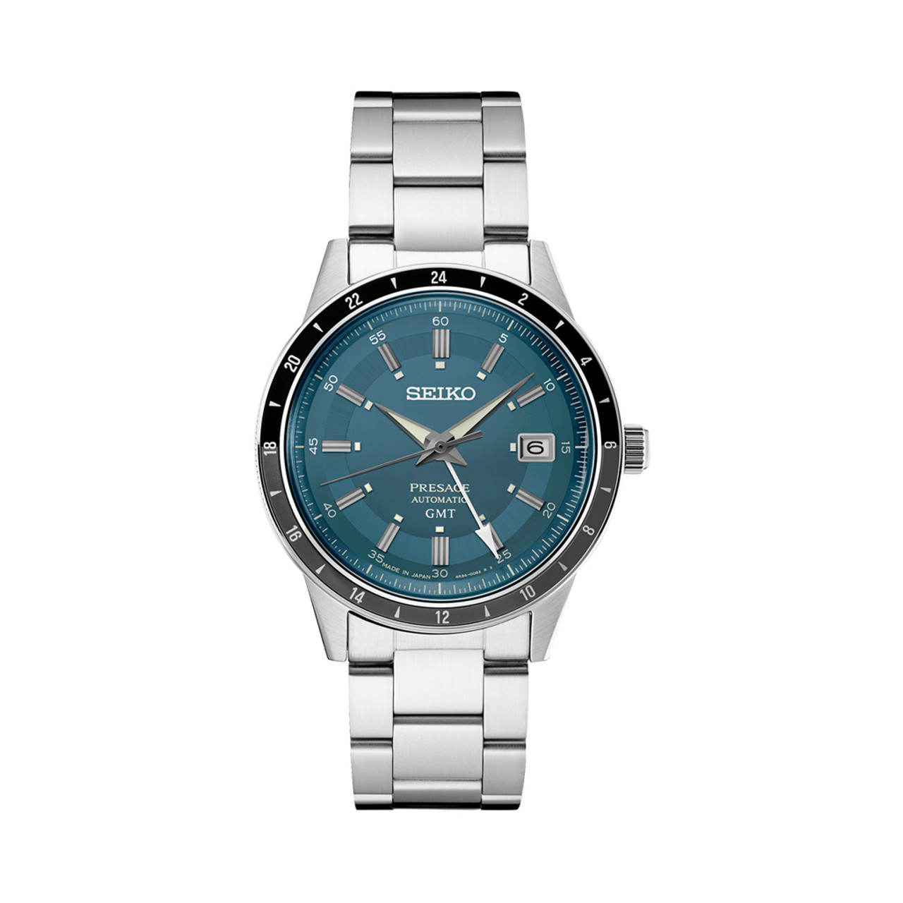 Seiko Presage 60's Style Automatic GMT Dress Watch with Blue